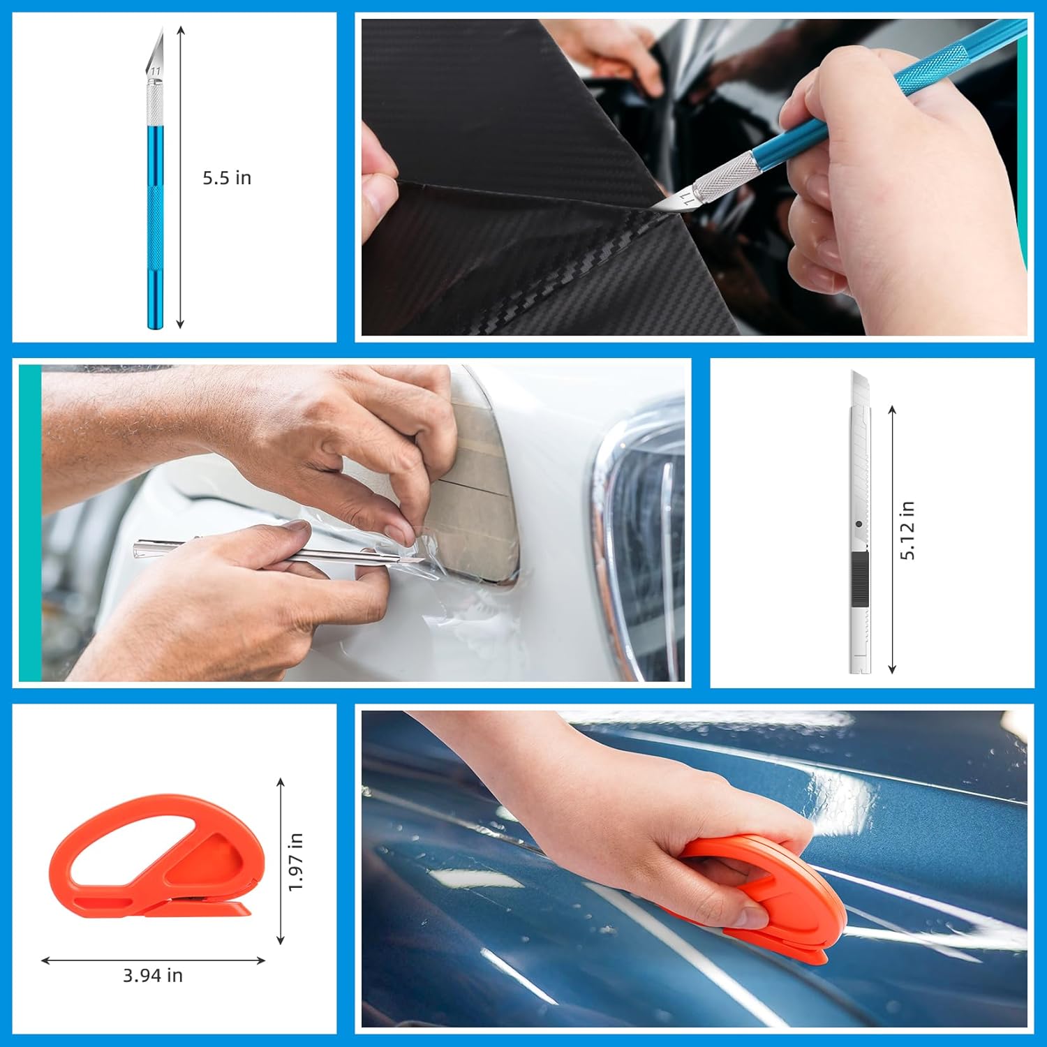 DIYSELF Kit de tinte de ventana, kit de herramientas de envoltura de vinilo de 19 piezas, kit profesional de envoltura para automóvil, herramientas
