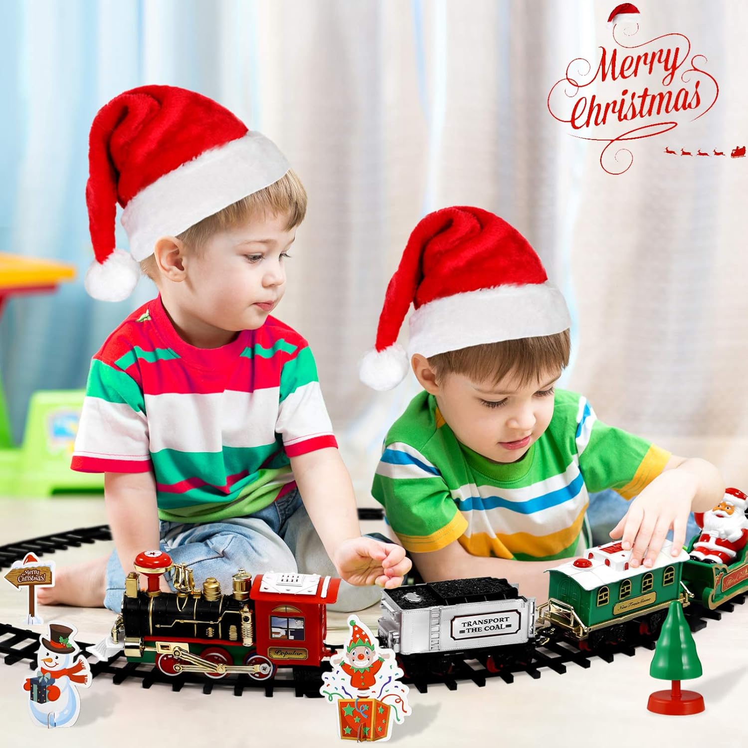 Toddmomy Juego de tren de Navidad rompecabezas 3D para adultos y niños, kit de tren de Navidad con luces y sonidos, pistas de ferrocarril,