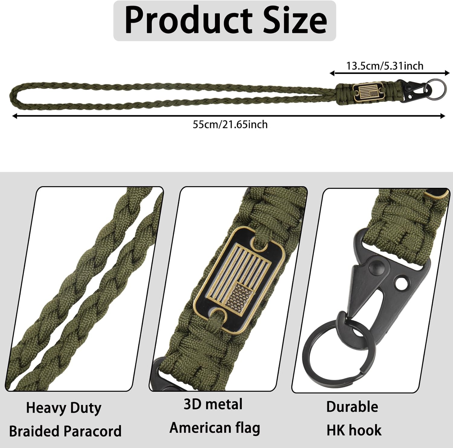 Zugzwang Cordón para llaves, 2 llaveros trenzados de cuerda de paracaídas con bandera de Estados Unidos para hombres que viajan actividades al aire