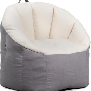 Big Joe Milano – Puf con tela de sherpa y gamuza vegana, poliéster suave, avenagrafito, 2.5 pies Big Joe Milano – Puf con tela de sherpa y gamuza vegana, poliéster suave, avenagrafito, 2.5 pies