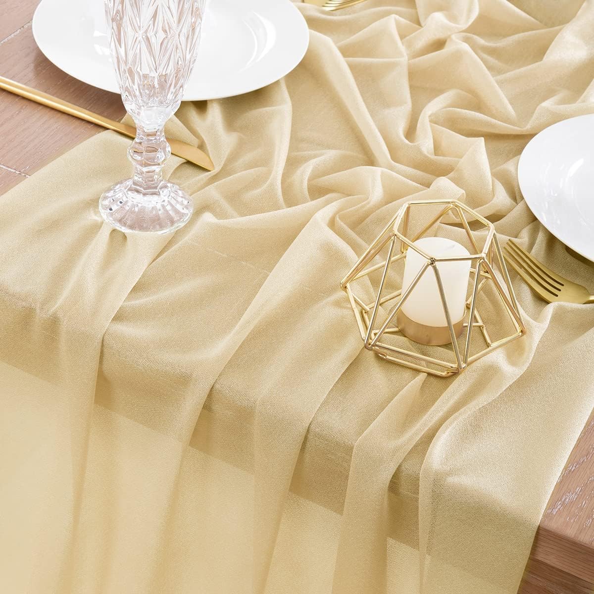 Socomi Camino de mesa de gasa color champán para boda, 10 pies y 120 pulgadas de largo, bohemio, rústico, para decoración de despedida de soltera,