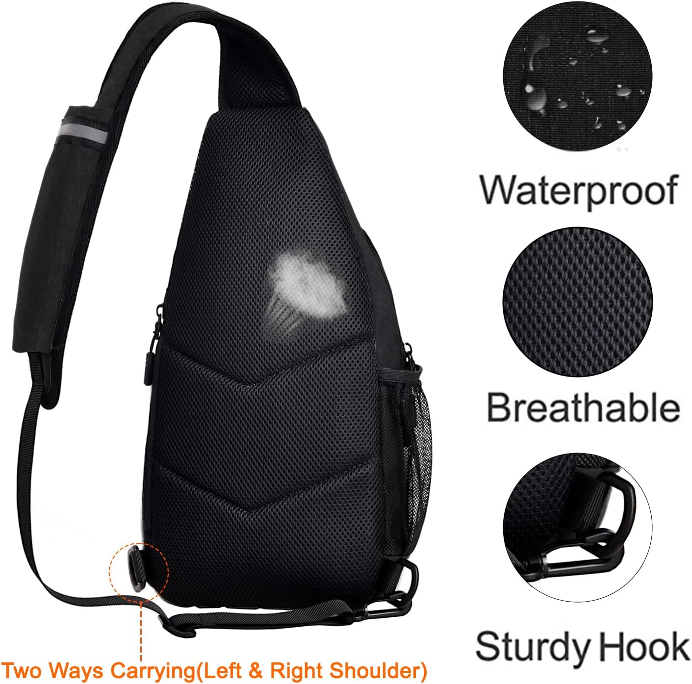 MOSISO Mochila tipo bandolera, bolsa cruzada para el pecho, viajes, senderismo, con bolsillo vertical con cremallera y tira reflectante