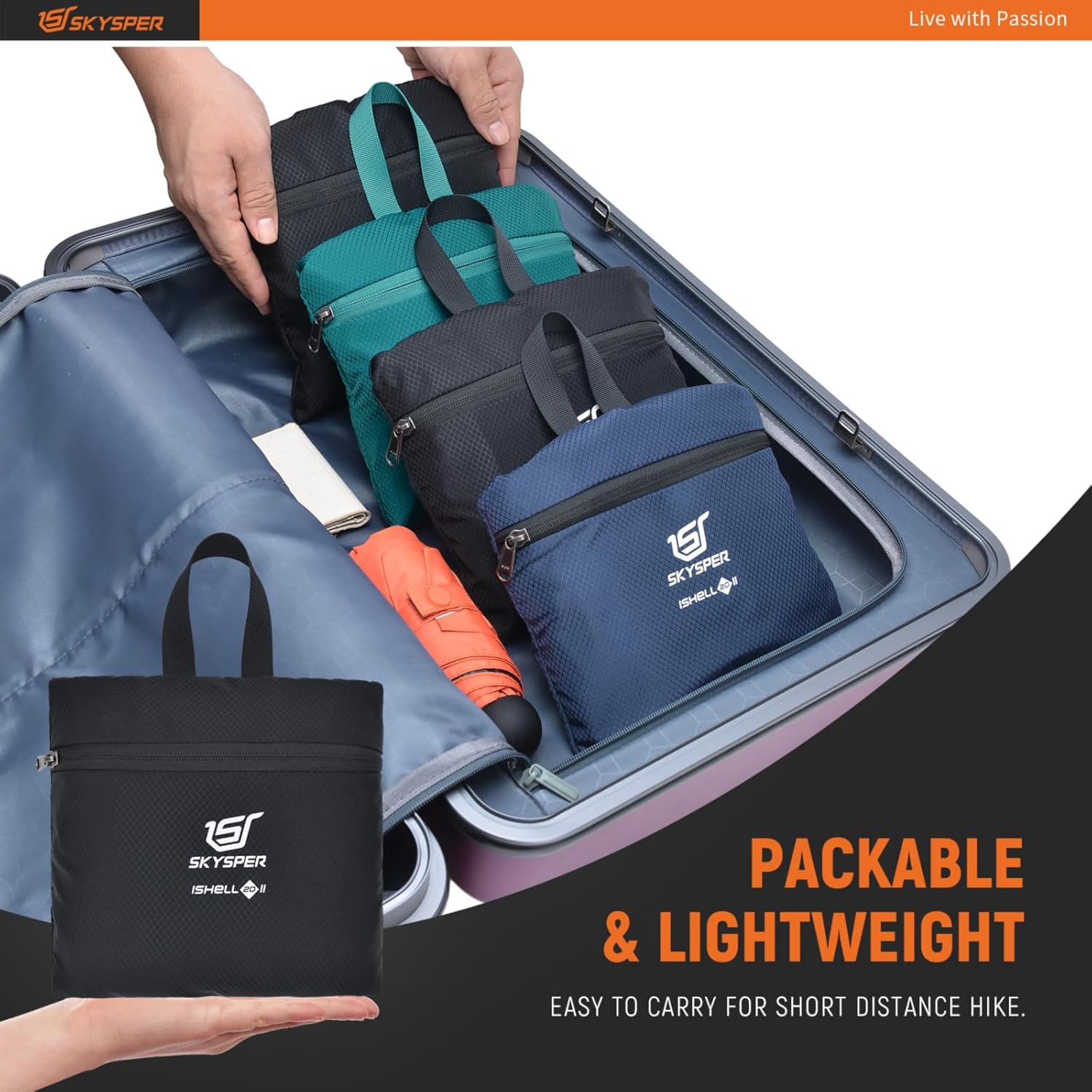 SKYSPER Mochila ligera de senderismo  Mochila de viaje pequeña de 20L Mochila plegable resistente al agua para mujeres y hombres