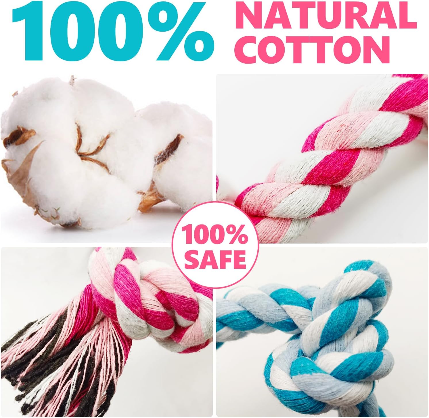 Juguetes de cuerda para perros, juguete de cuerda masticable para perros medianos y pequeños, limpieza de dientes de gato, cachorro, cuerda de