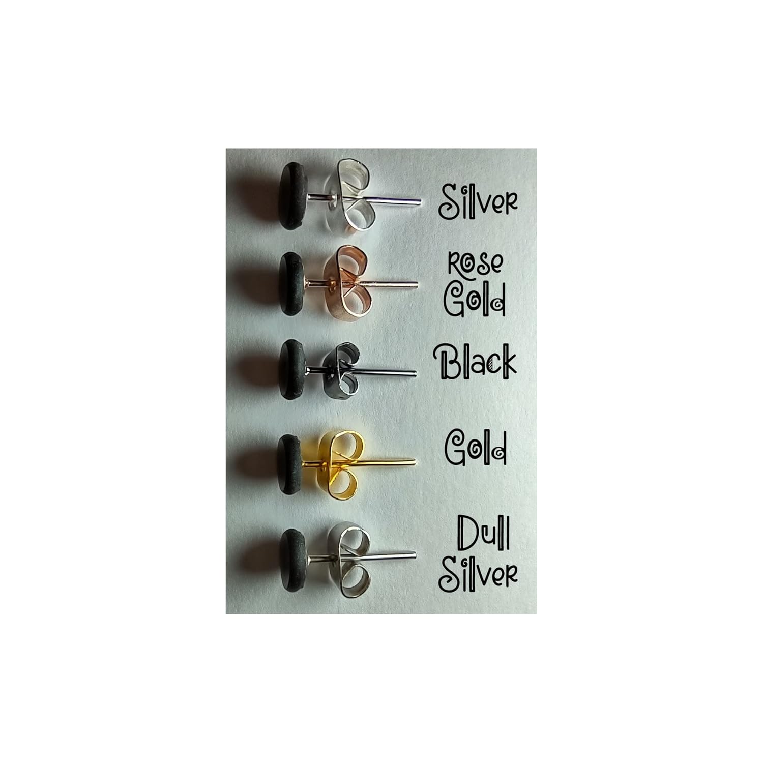 Simple Hamsa Stud Earrings MenWomenChild Plant Based Polymer Resin Vegan Jewelry (Black, Black)