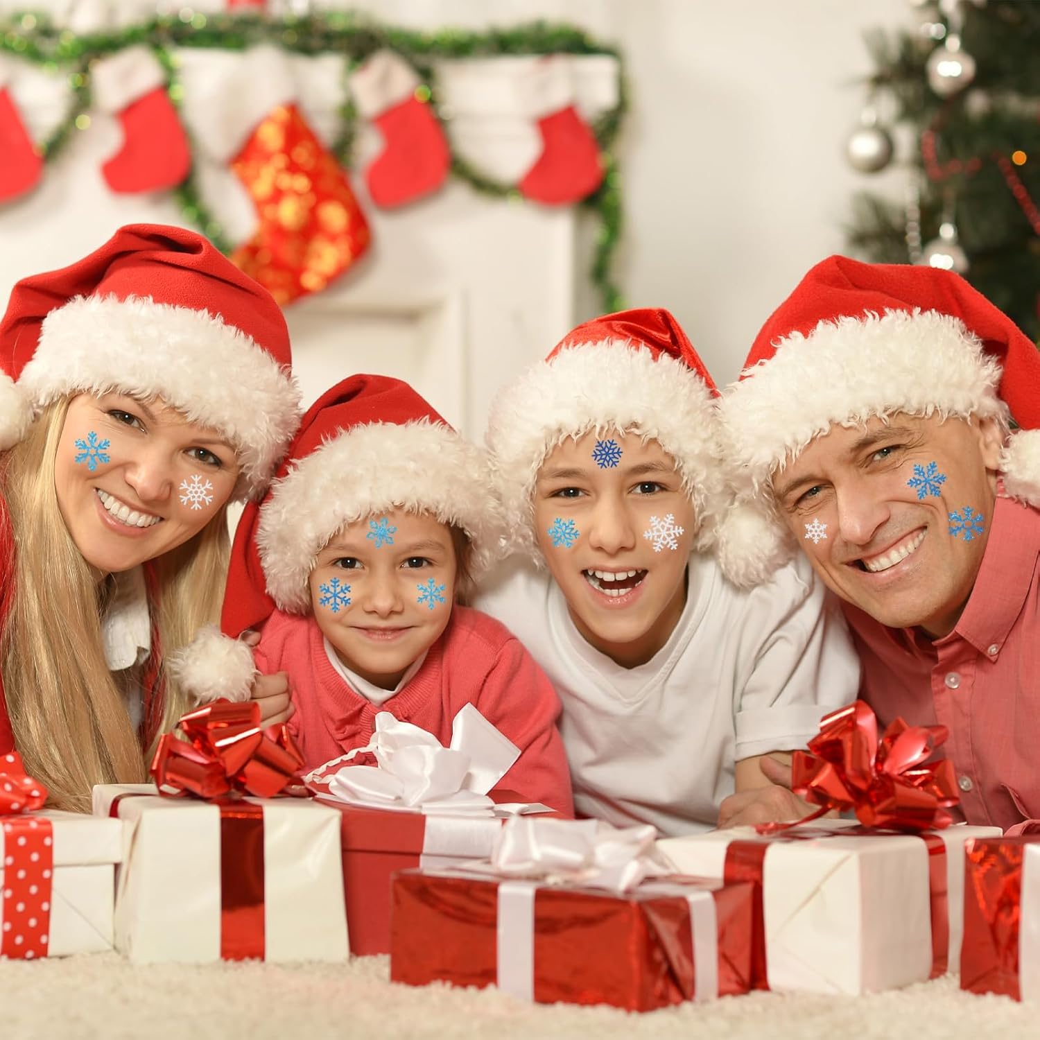 280 calcomanías temporales de copos de nieve, tatuajes temporales de invierno para niños, copos de nieve de invierno, tatuajes falsos, decoraciones