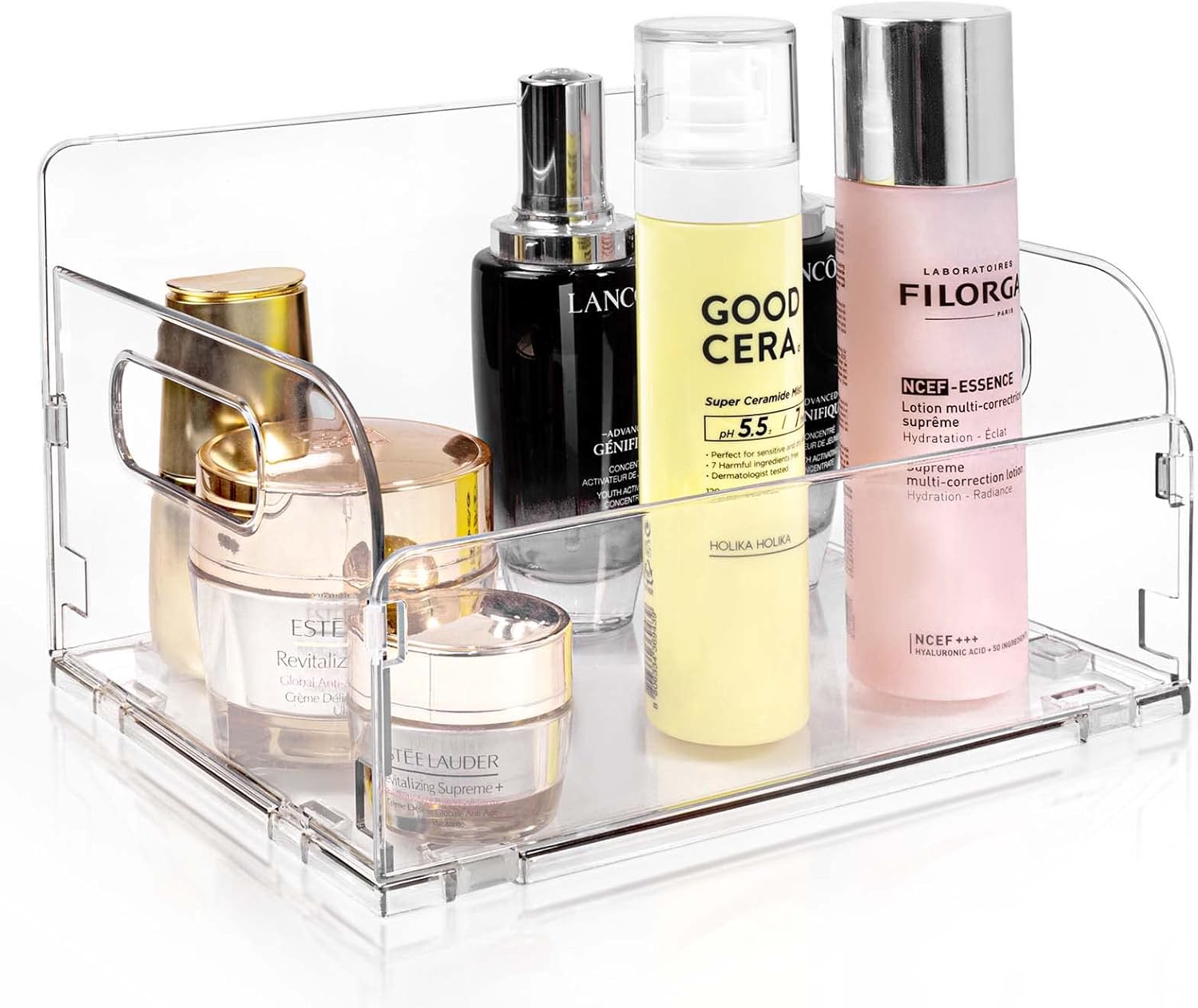 Contenedores organizadores de acrílico, organizador de cosméticos de plástico transparente, contenedor rectangular de almacenamiento de maquillaje y