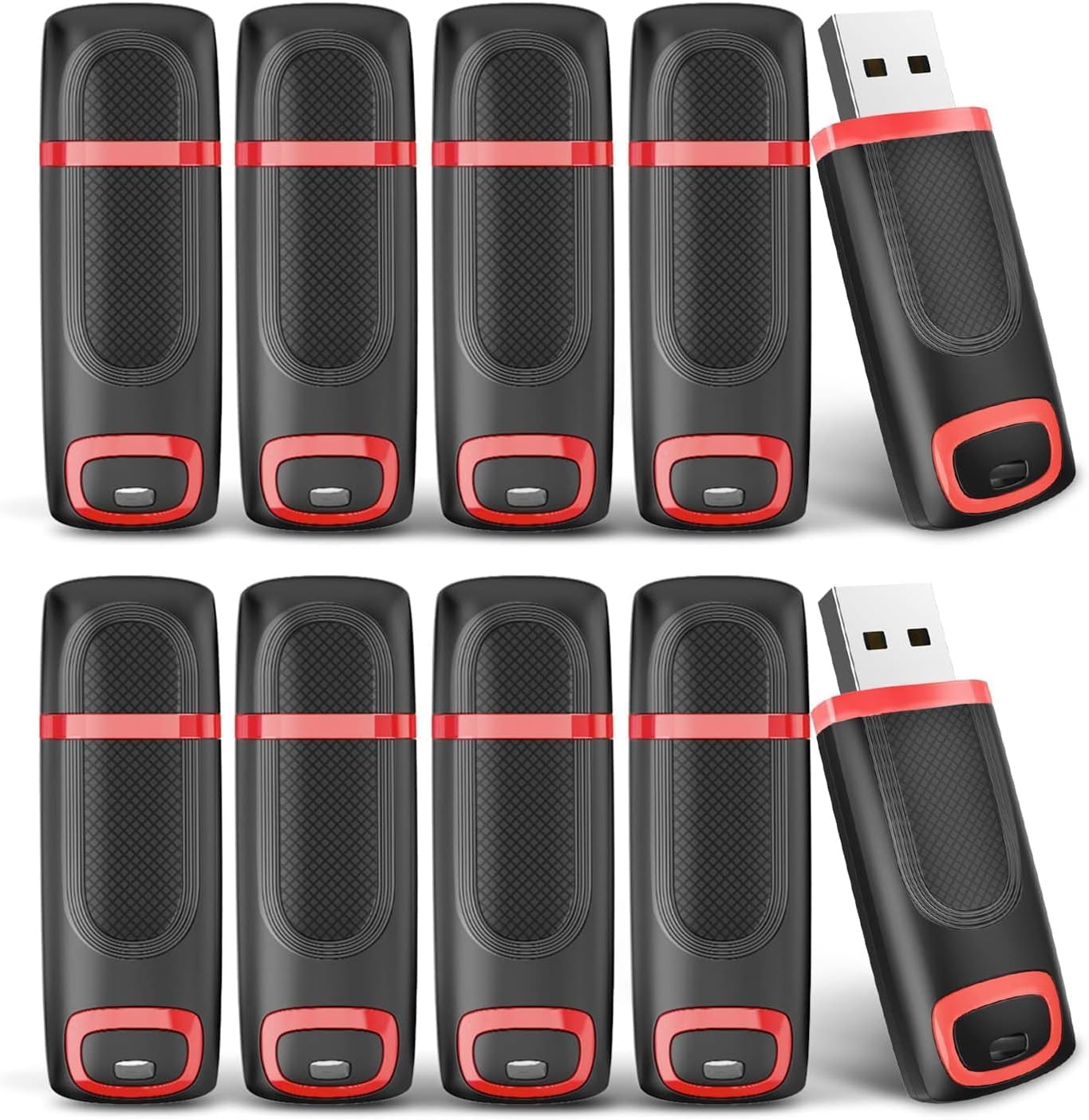 JUANWE Paquete de 10 unidades flash USB de 32 GB, unidad flash de almacenamiento USB 3.0, unidad de memoria USB con indicador LED para PC, portátil,