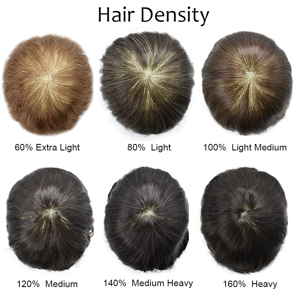 Toupee para hombres, pieza de cabello humano real, sistemas de reemplazo de cabello de polietileno completo para hombre, extensiones de pelo tipo