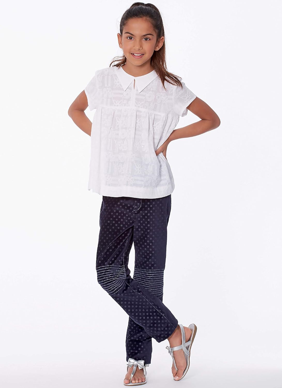 McCall’s Patterns McCall’s – Pantalones para niña y camisa holgada Malia Janveaux para Kathryn Brenne, tallas 7-14, patrón de costura, color blanco