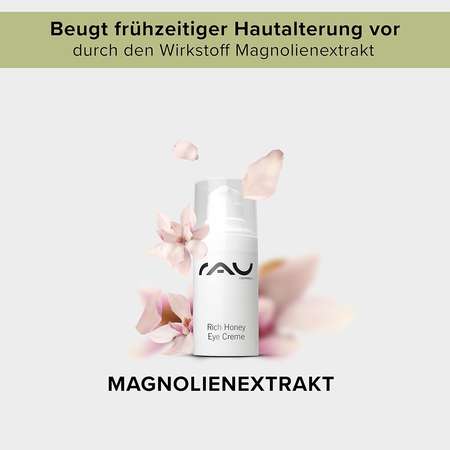 RAU Rich Honey Eye Cream (0.51 oz)  Cuidado de ojos rico antienvejecimiento con manteca de karité y cacao, aceite de aguacate, té verde, agua de