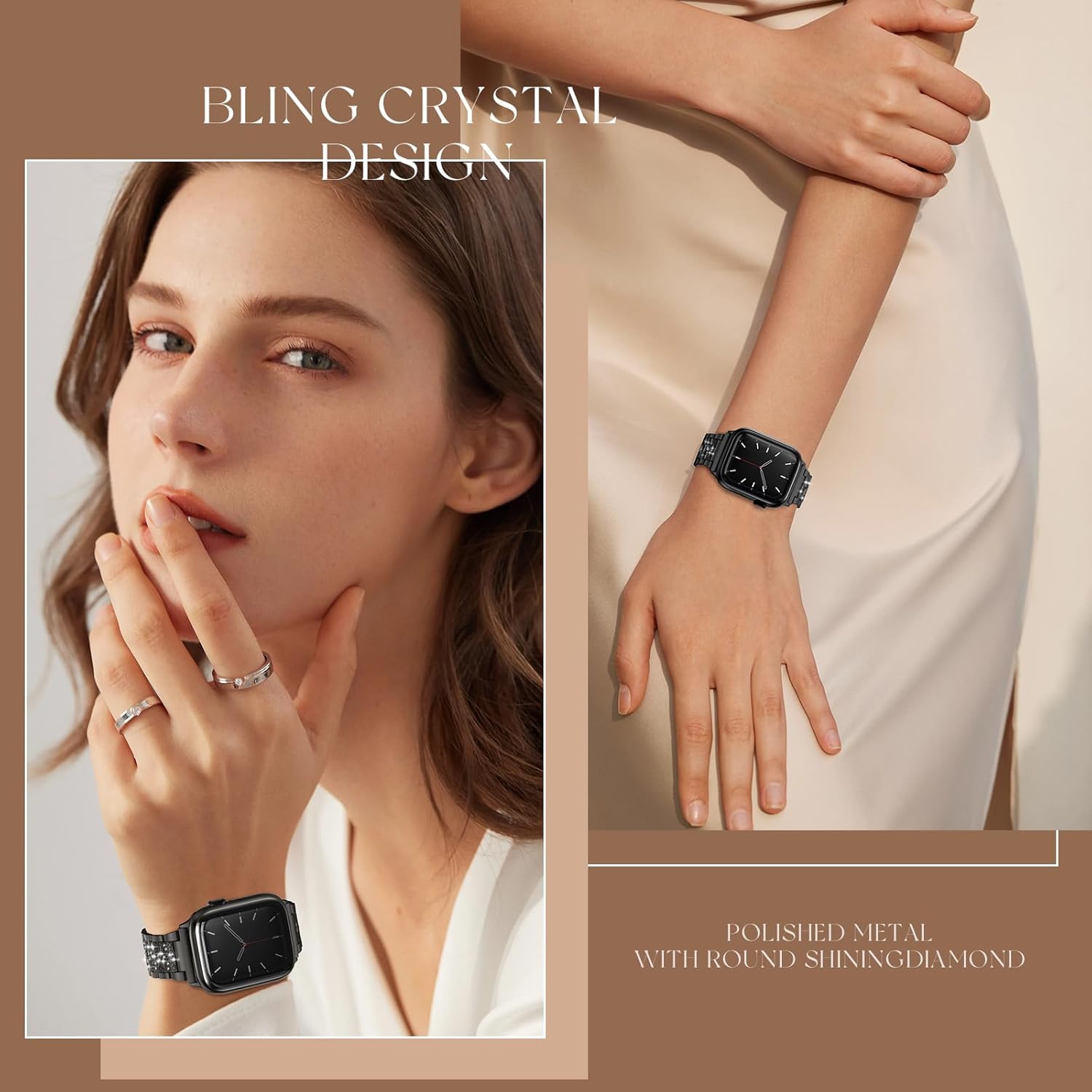 LELONG – Correa extensible para Apple Watch de 1.496 pulgadas, 1.575pulgadas, 1.654 pulgadas y 1.732pulgadas series 5, 4, 3, 2 y 1 con marco para