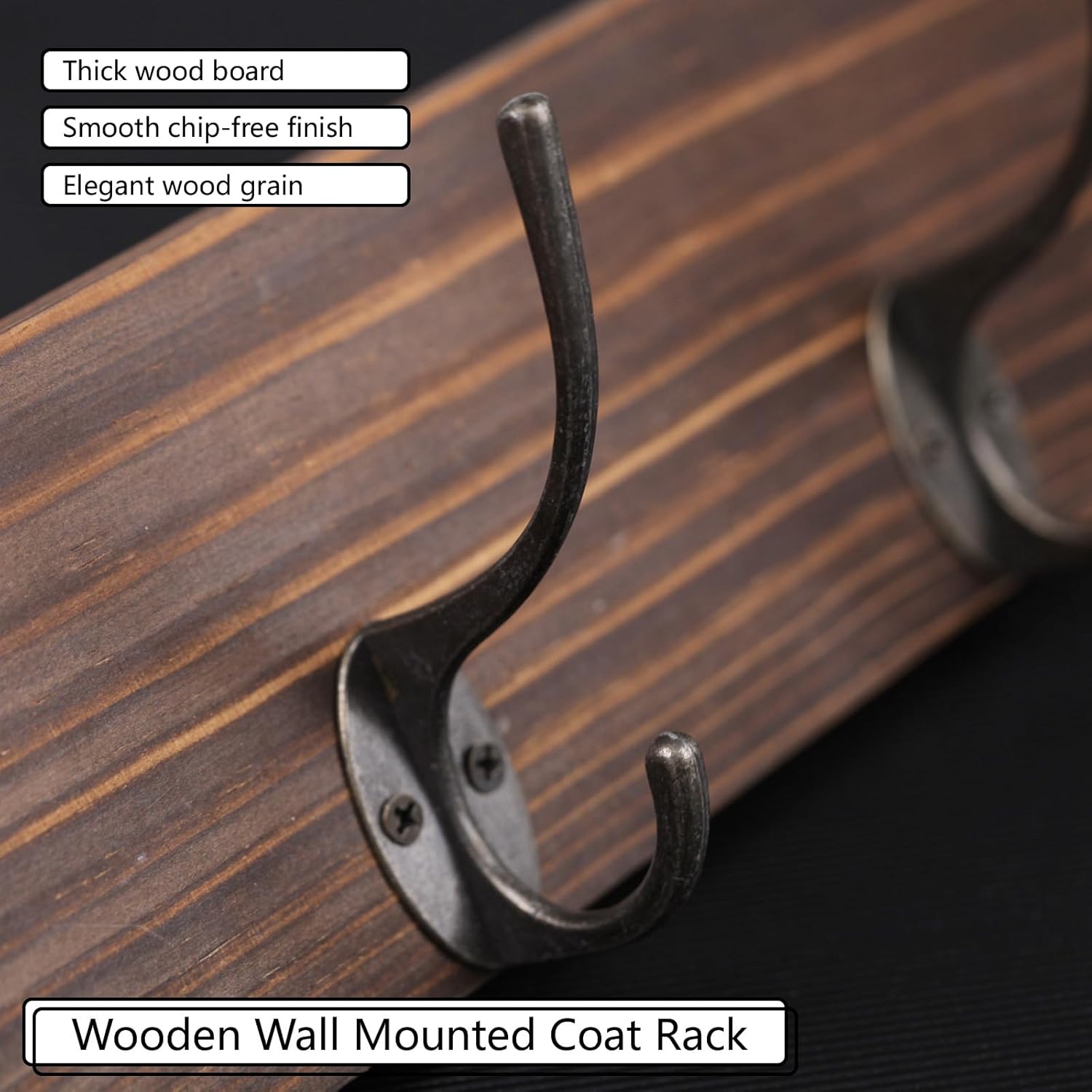 Perchero de madera para colgar en la pared, resistente, para colgar en la pared, con 4 ganchos, para colgar en la pared, para la entrada, sombreros,