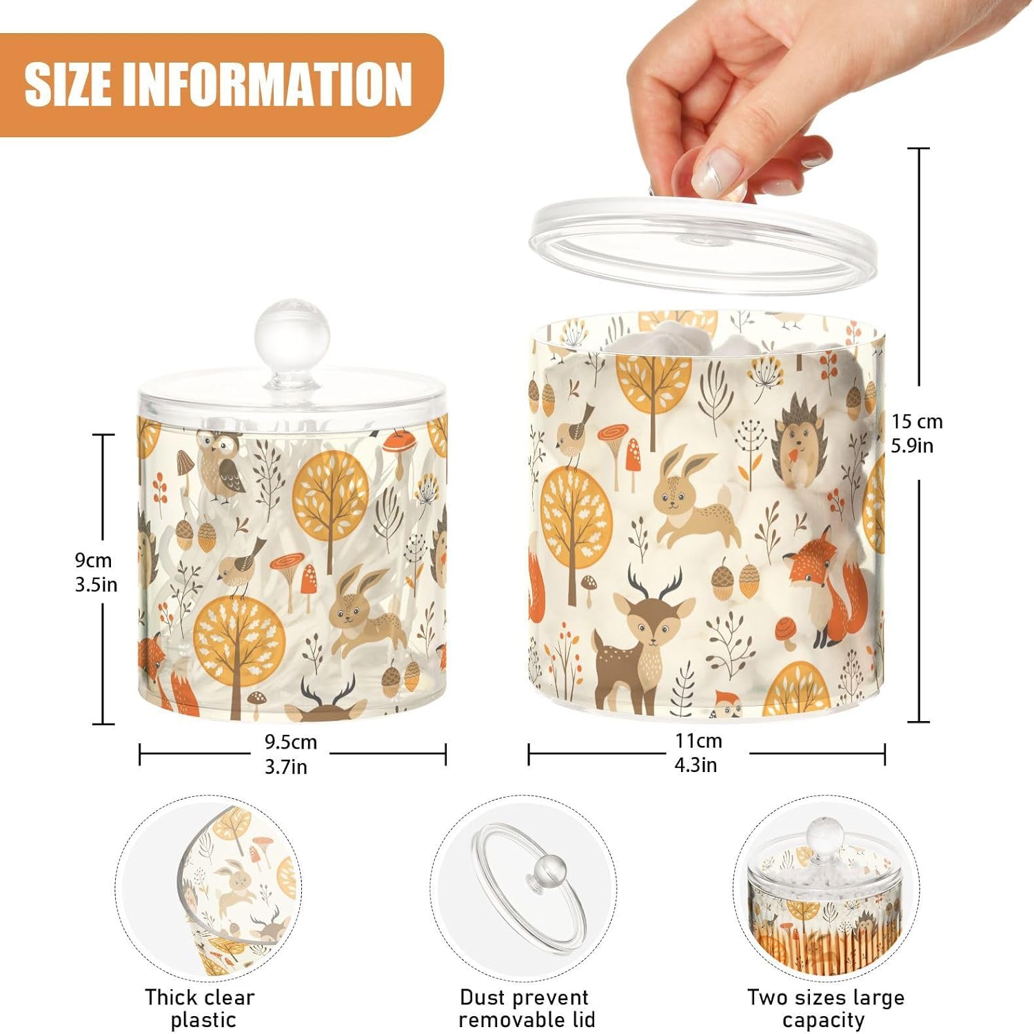 Autumn Forest Animals Jars with Lids Bathroom Canisters Decorative Jars Laundry Pods Container Cotton Pad Dispenser for Dorm Room Essentials for