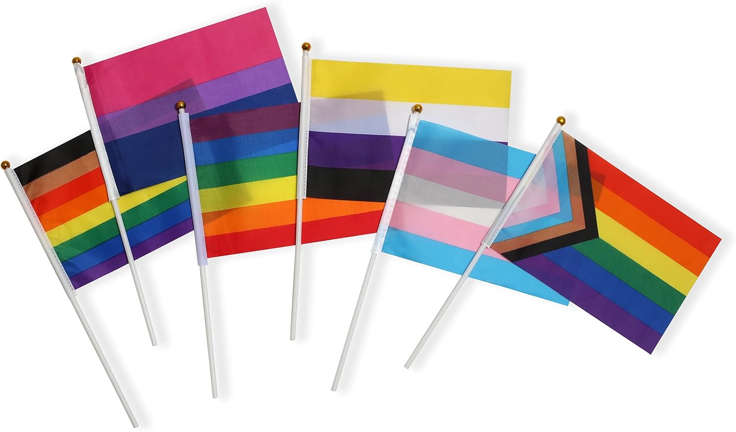 Paquete de 60 banderas pequeñas de mano con diseño de orgullo arcoíris, bandera de Estados Unidos, bandera del orgullo para gays y niñas,