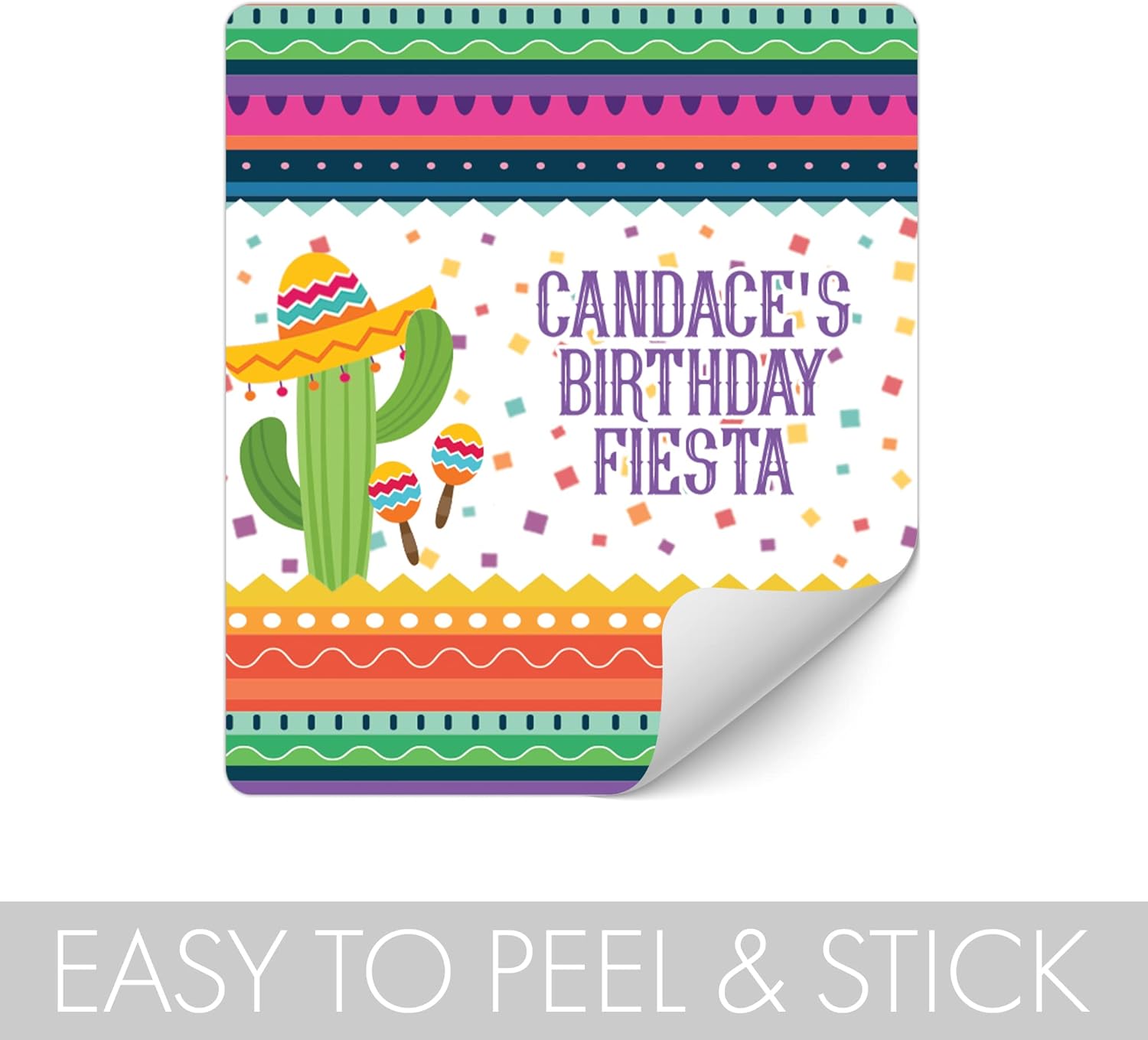 Etiquetas adhesivas personalizadas para bolsa de chips de cumpleaños de fiesta mexicana, etiquetas personalizables para bolsas de aperitivos y