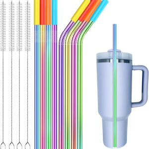 Popote de acero inoxidable de repuesto para vaso de viaje Stanley Adventure y vasos Simple Modern de 40 onzas, 8 popotes de metal reutilizables con Popote de acero inoxidable de repuesto para vaso de viaje Stanley Adventure y vasos Simple Modern de 40 onzas, 8 popotes de metal reutilizables con