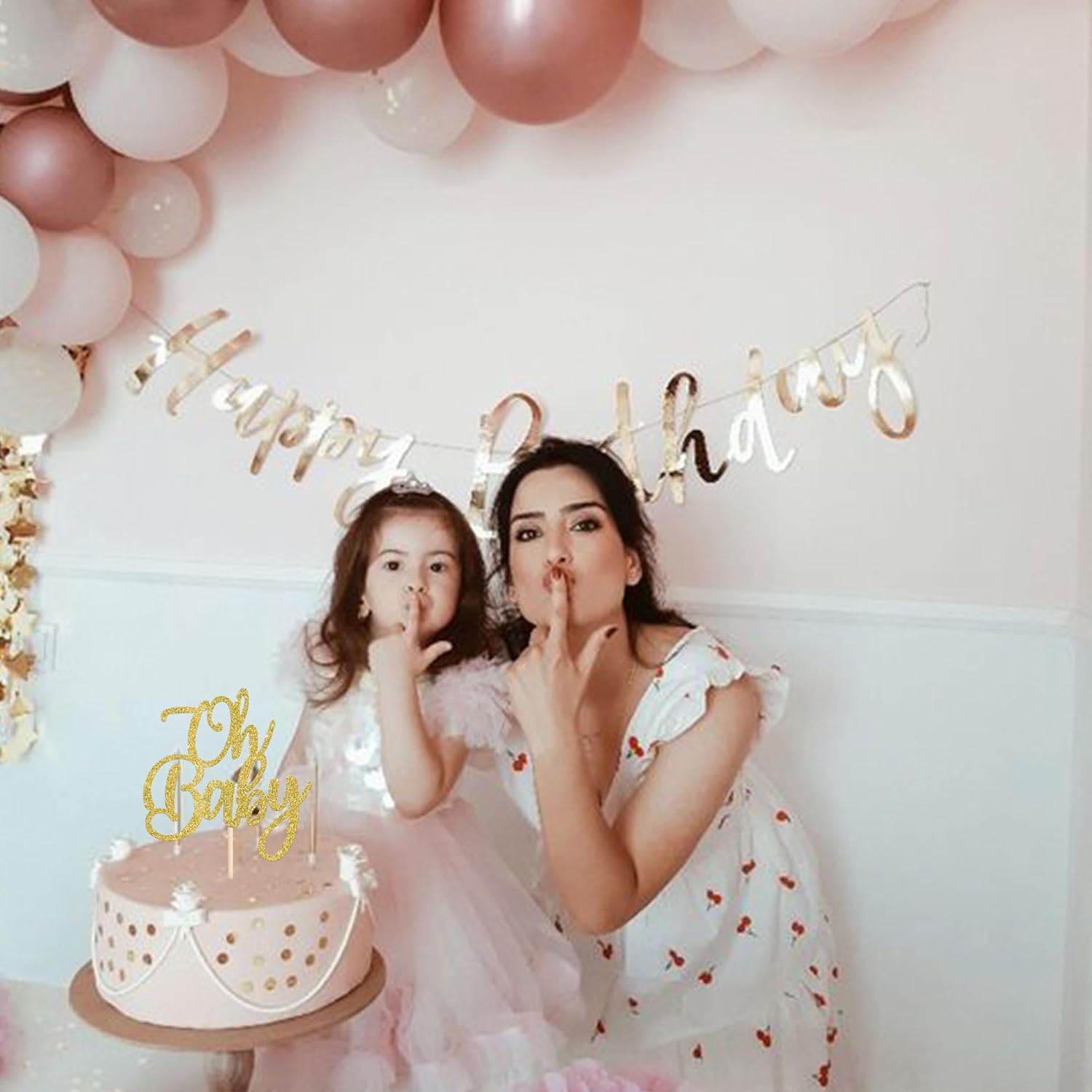 Rsstarxi 1 paquete con purpurina dorada Oh Baby Cake Topper Baby Shower Cake Decor Baby Shower Baby Bautismo Reveal Género Cake Pick para celebrar