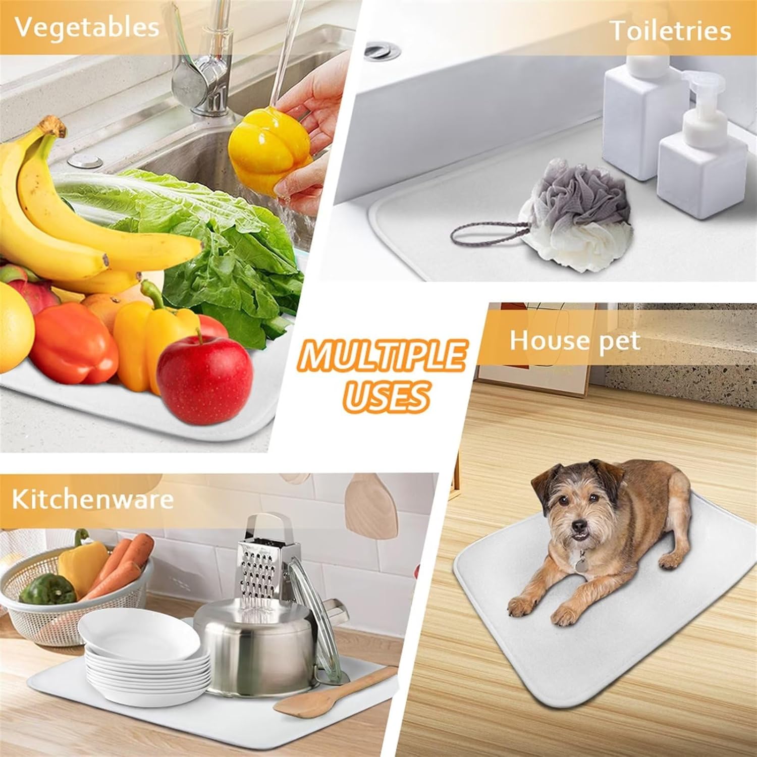 Tapete de drenaje con diseño de mariposa para escurridor de platos, tapete de microfibra absorbente para secado de platos, almohadilla suave