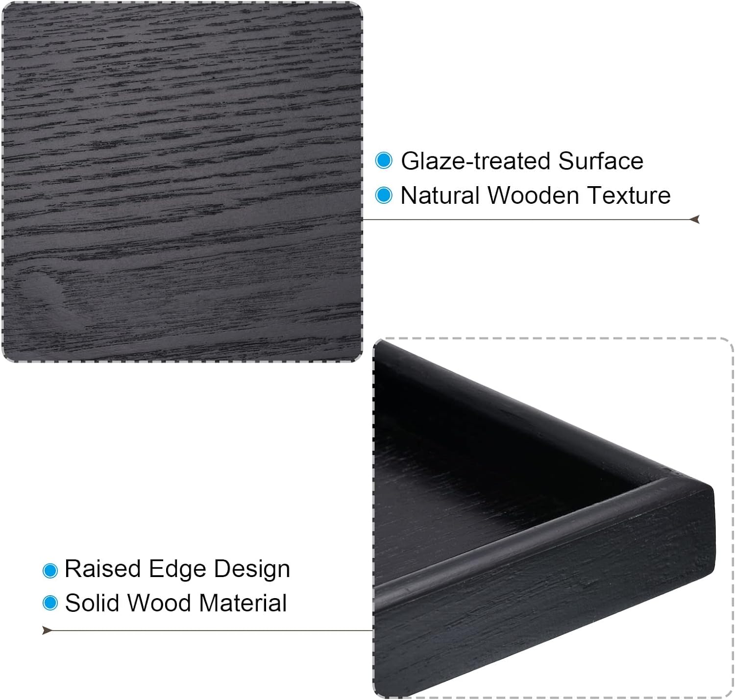 PATIKIL Bandeja de madera para servir de 7 pulgadas, bandeja decorativa cuadrada para decoración del hogar, cocina, mesa, portavelas, color negro