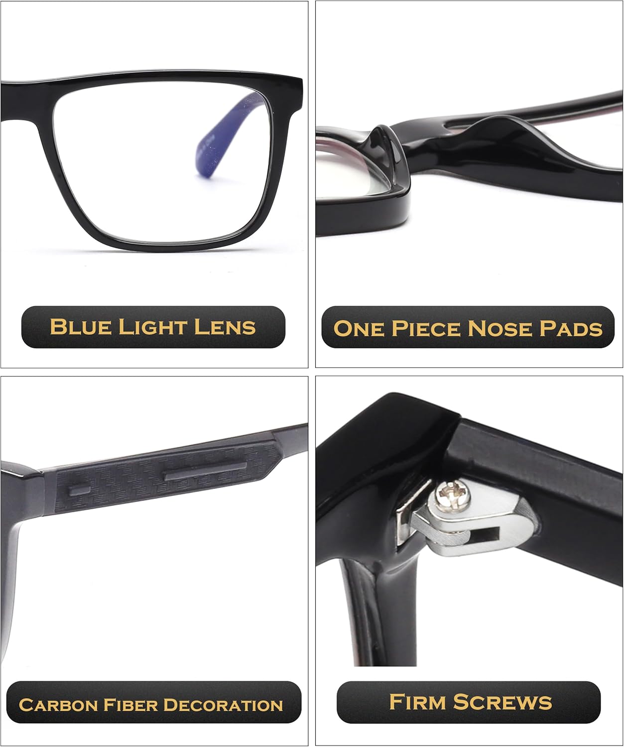 JM Paquete de 3 lentes de lectura con bloqueo de luz azul para hombres y mujeres, lectores rectangulares de computadora, anteojos antifatiga ocular