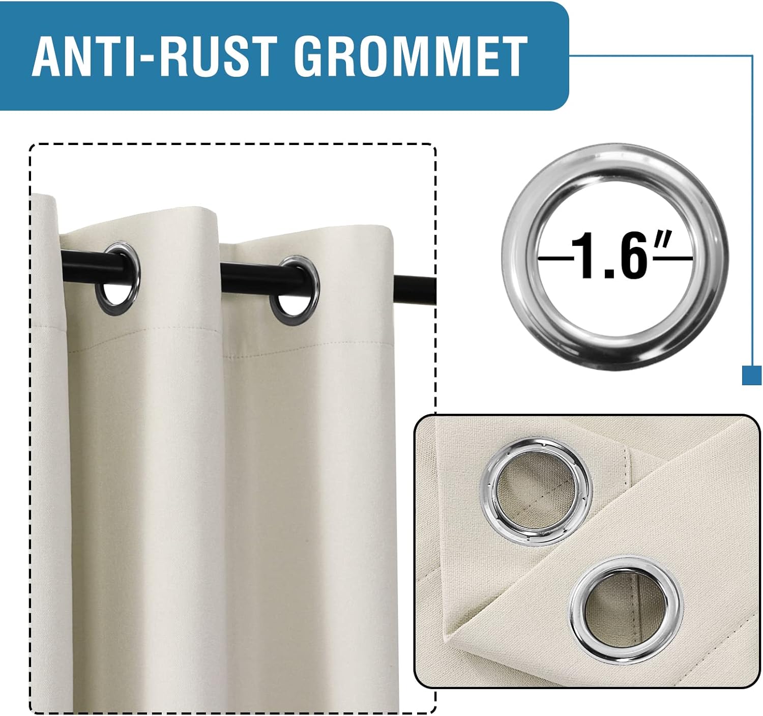 H.VERSAILTEX Cortinas térmicas 100% opacas con aspecto de lino, cortinas térmicas para sala de estar, cortinas de arpillera texturizadas con ojales