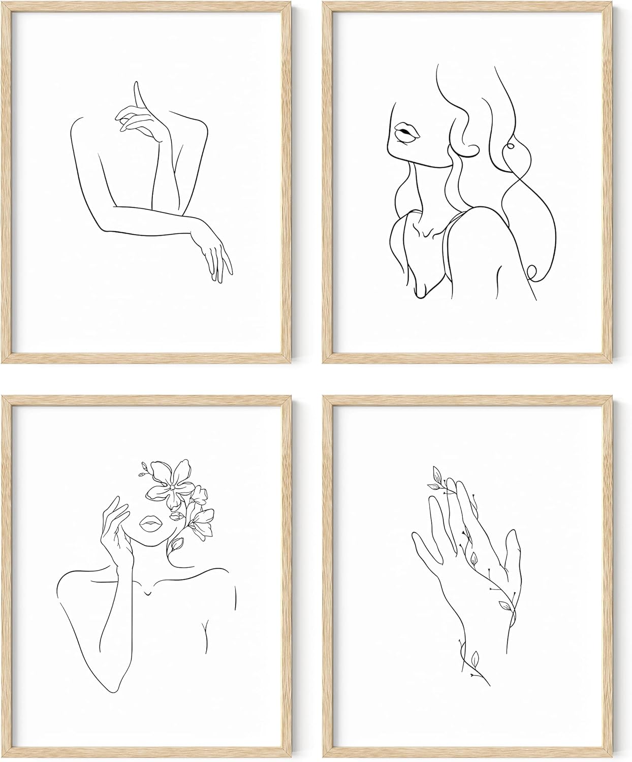 Haus and Hues – Juego de 4 impresiones artísticas de línea minimalista  Pósteres de arte estético  Pintura minimalista para pared  Arte de pared