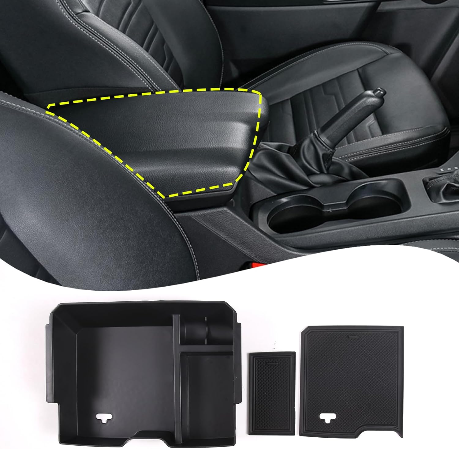 Lcojicep Bandeja de almacenamiento de control central compatible con Ford RangerEverest 2023, bandeja organizadora de consola central, caja de