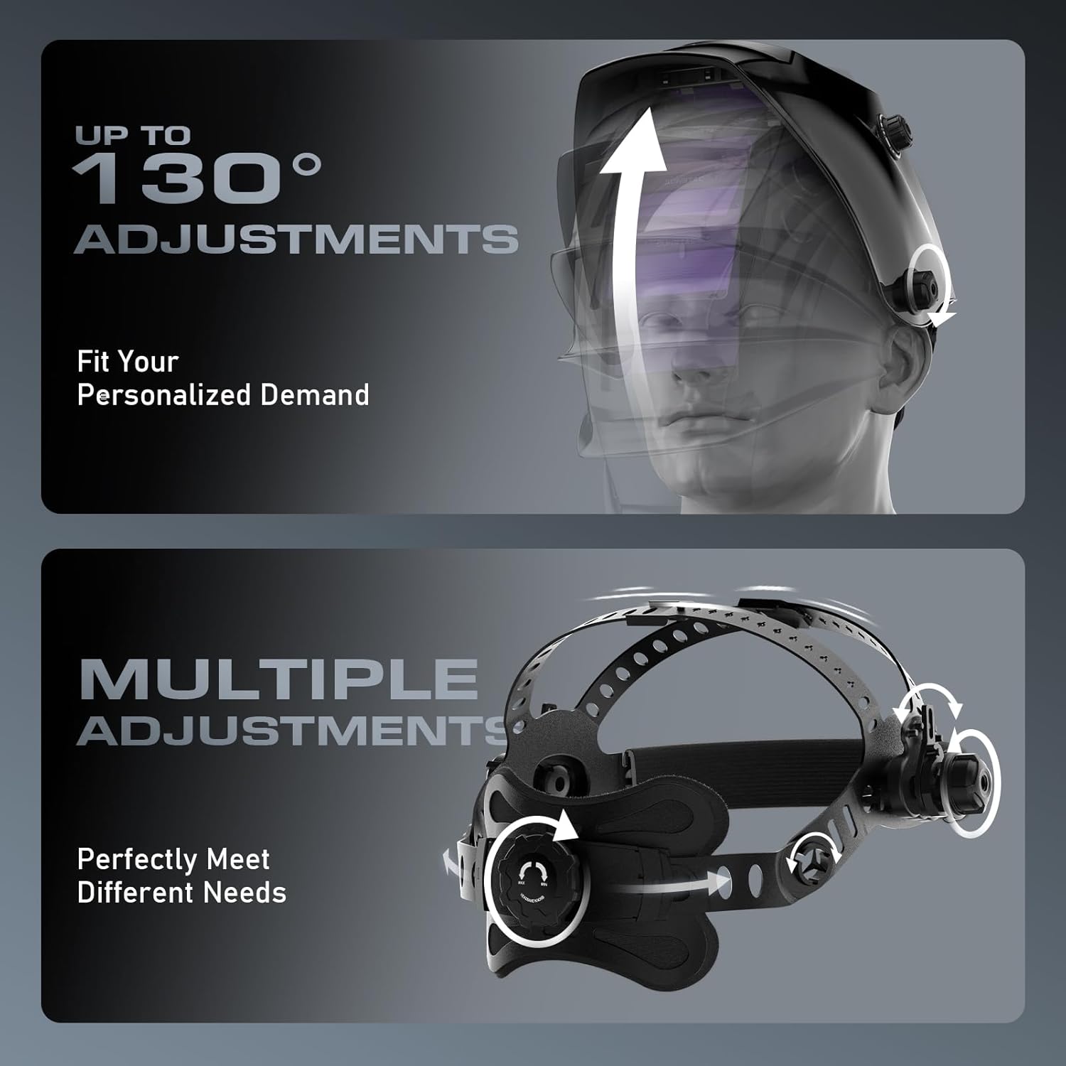 Casco de soldadura con oscurecimiento automático, pantalla de visualización grande de 3.94 x 3.27 pulgadas, potencia solar de color real, 4 sensores