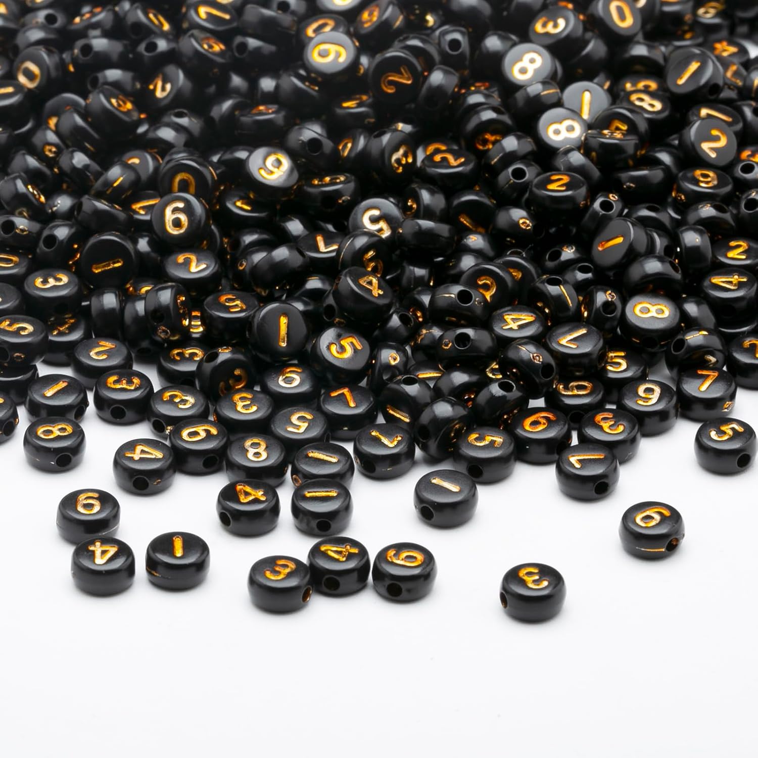 1000 cuentas de números acrílicos del 0 a 9 cuentas de números redondos de 0.157 x 0.276 in, cuentas de números mixtos para fabricación de joyas y