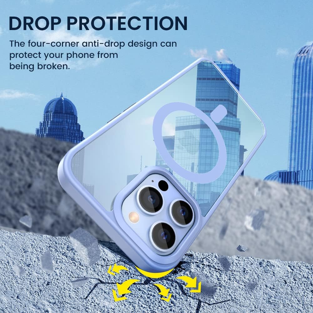 VEGO Funda magnética para iPhone 13 Pro, iPhone 13 Pro con imanes fuertes integrados, parte trasera de policarbonato duro transparente + marco de