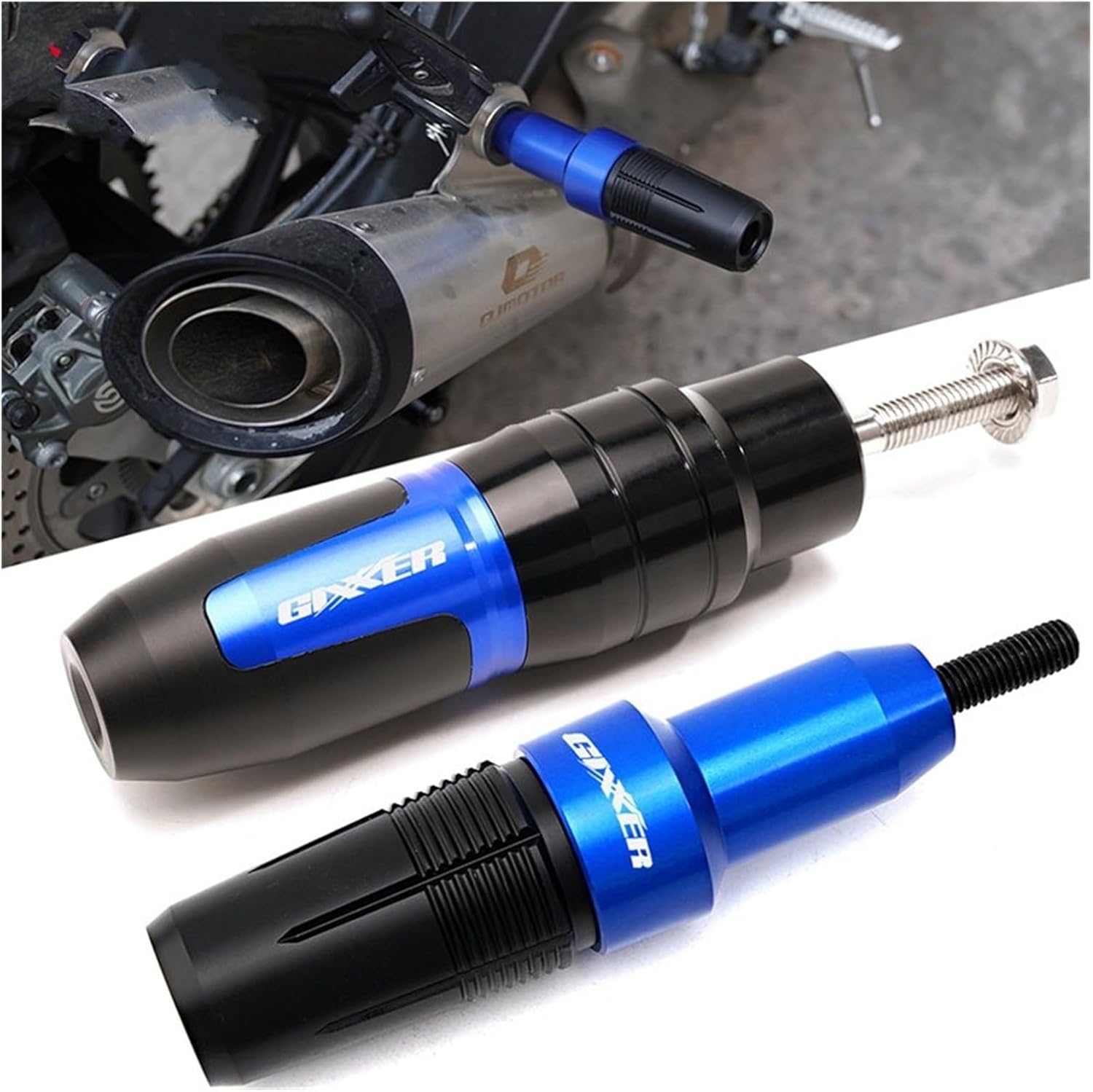Exhaust Wrap Shield Motorcycle CNC Accessoires Falling Protection Exhaust Slider Crash Pad Slider for Suzuki Gixxer SF250 2022 2023 (Color  Titanium)