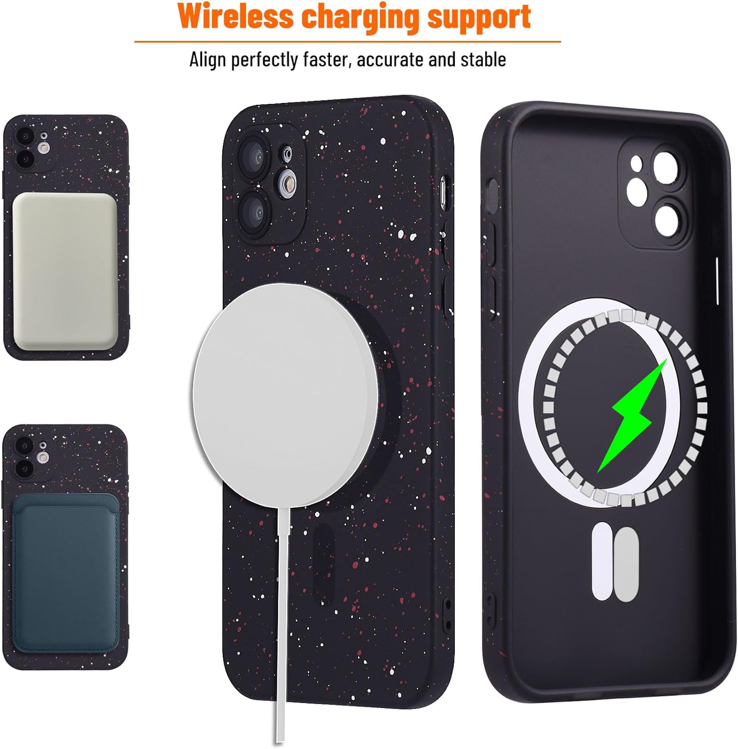 MagSafe – Funda magnética para iPhone 11, silicona suave, protección de cámara, con puntos rojos y blancos, funda protectora contra arañazos para