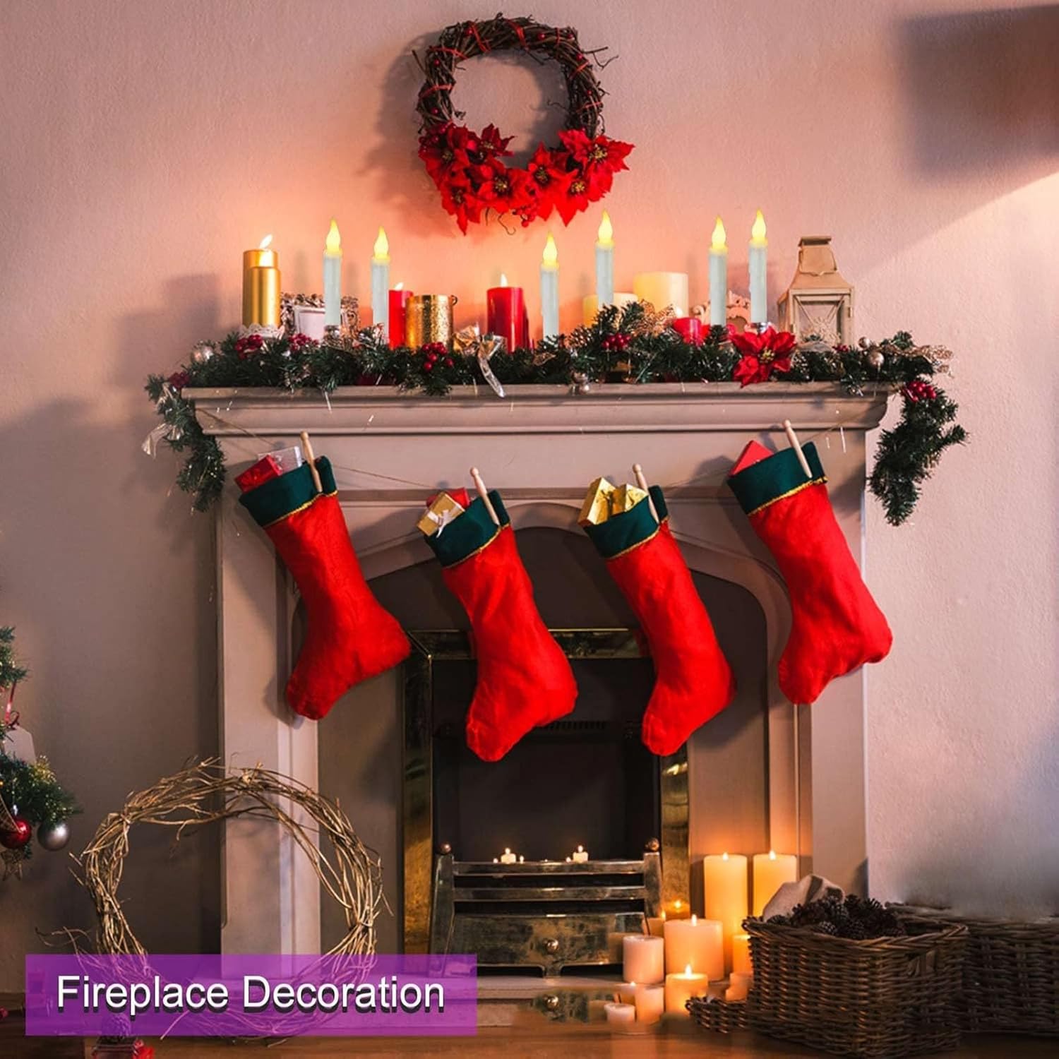 Velas flotantes de Halloween con control remoto de varita mágica, decoraciones de Halloween, 12 velas cónicas colgantes sin llama de 6.7 pulgadas,