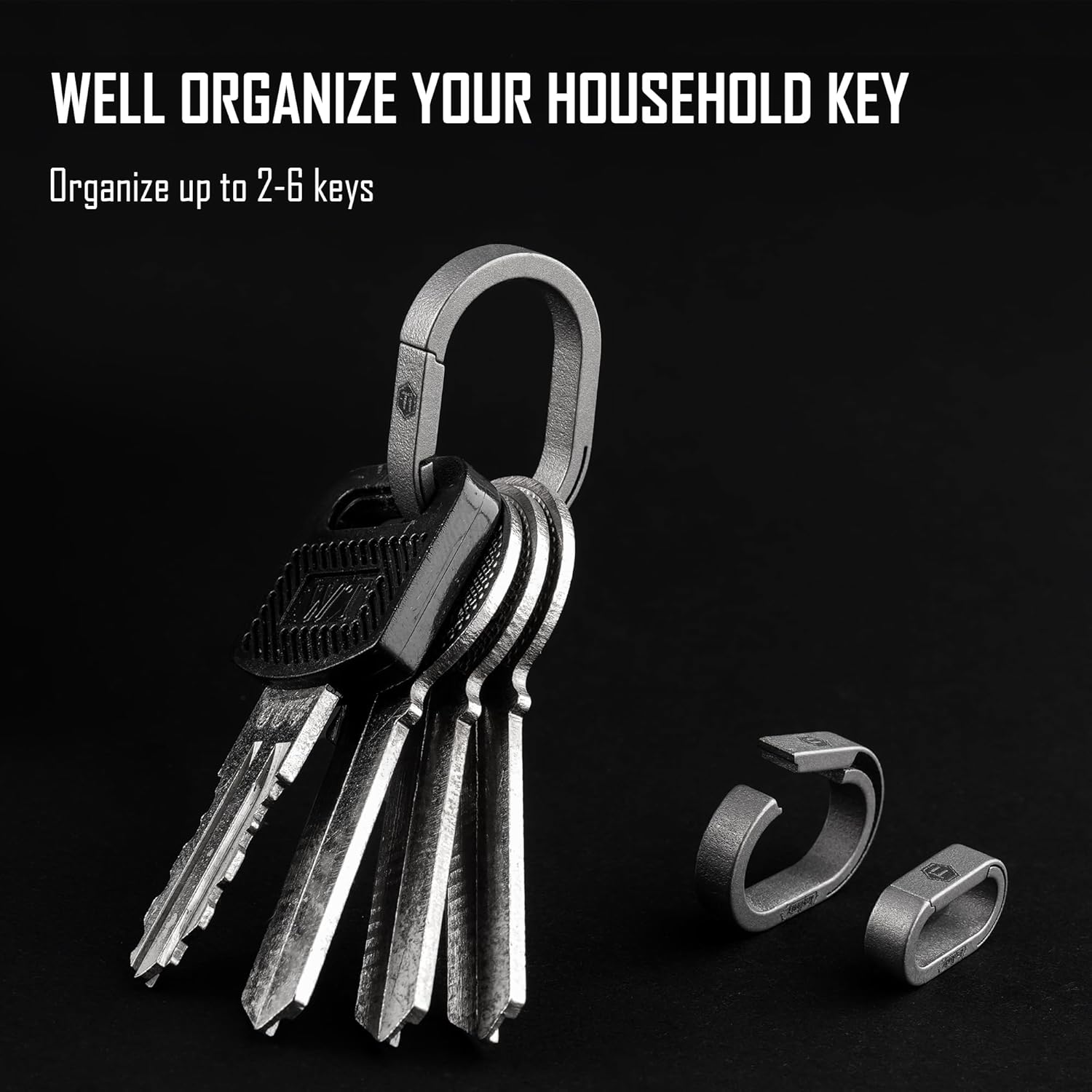 KeyUnity Mini Split Key Ring Quick Release Key Organizer, Titanium Carabiner Keychain Liner for Connecting Home Car Keys