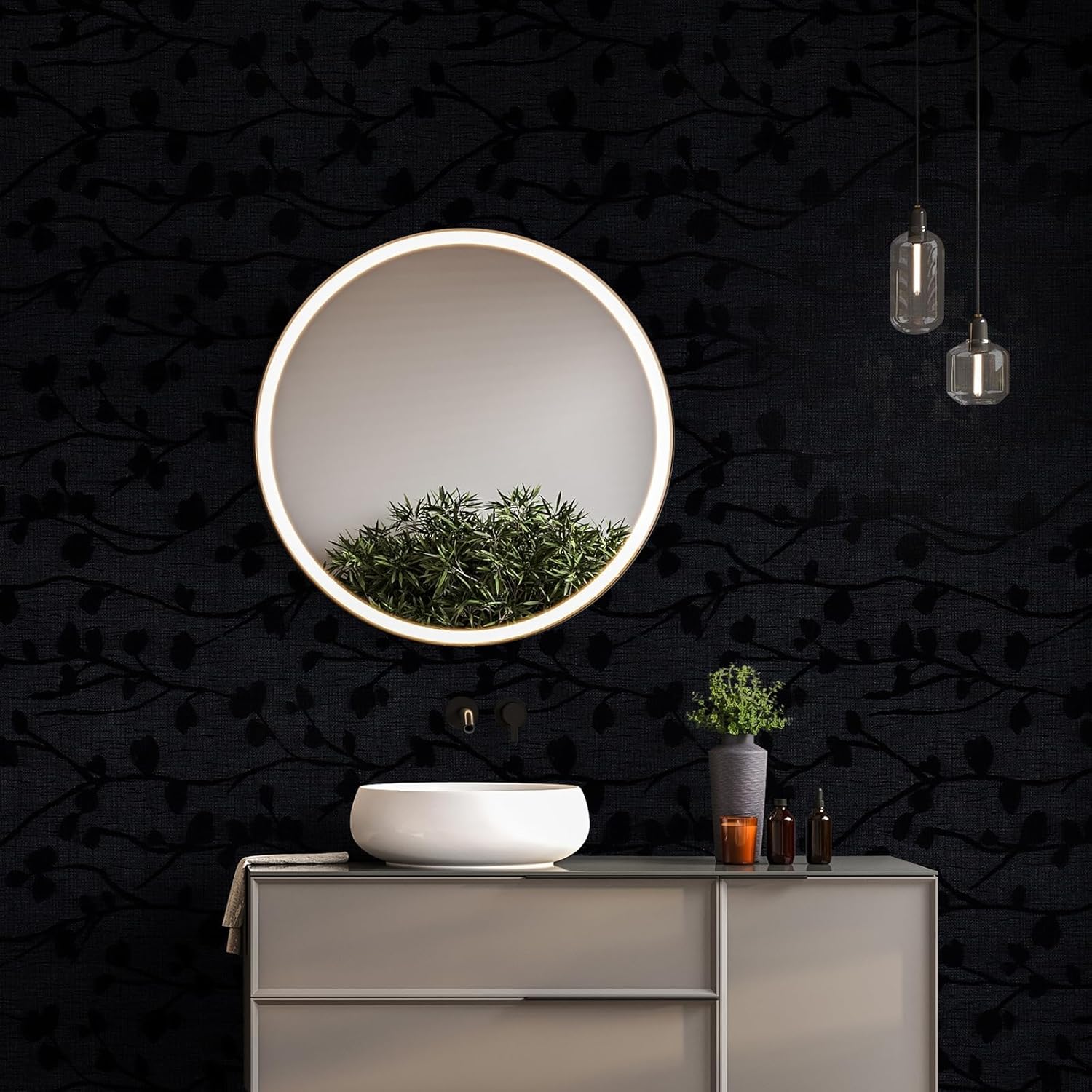 CHIHUT Papel tapiz negro para despegar y pegar, papel de contacto negro con relieve de seda, autoadhesivo, vinilo texturizado, decorativo,
