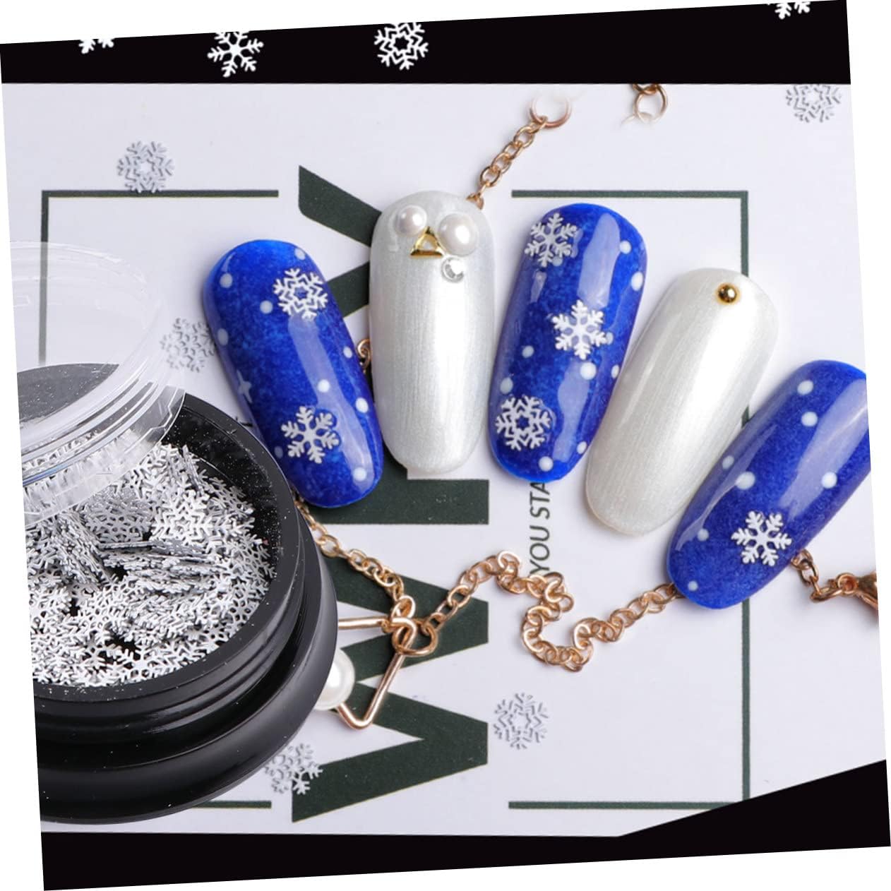 NOLITOY 4 piezas de lentejuelas de uñas de Navidad Paillette Holiday Nail Art Nail Art Essential Lentejuelas Consejos de manicura Decoración