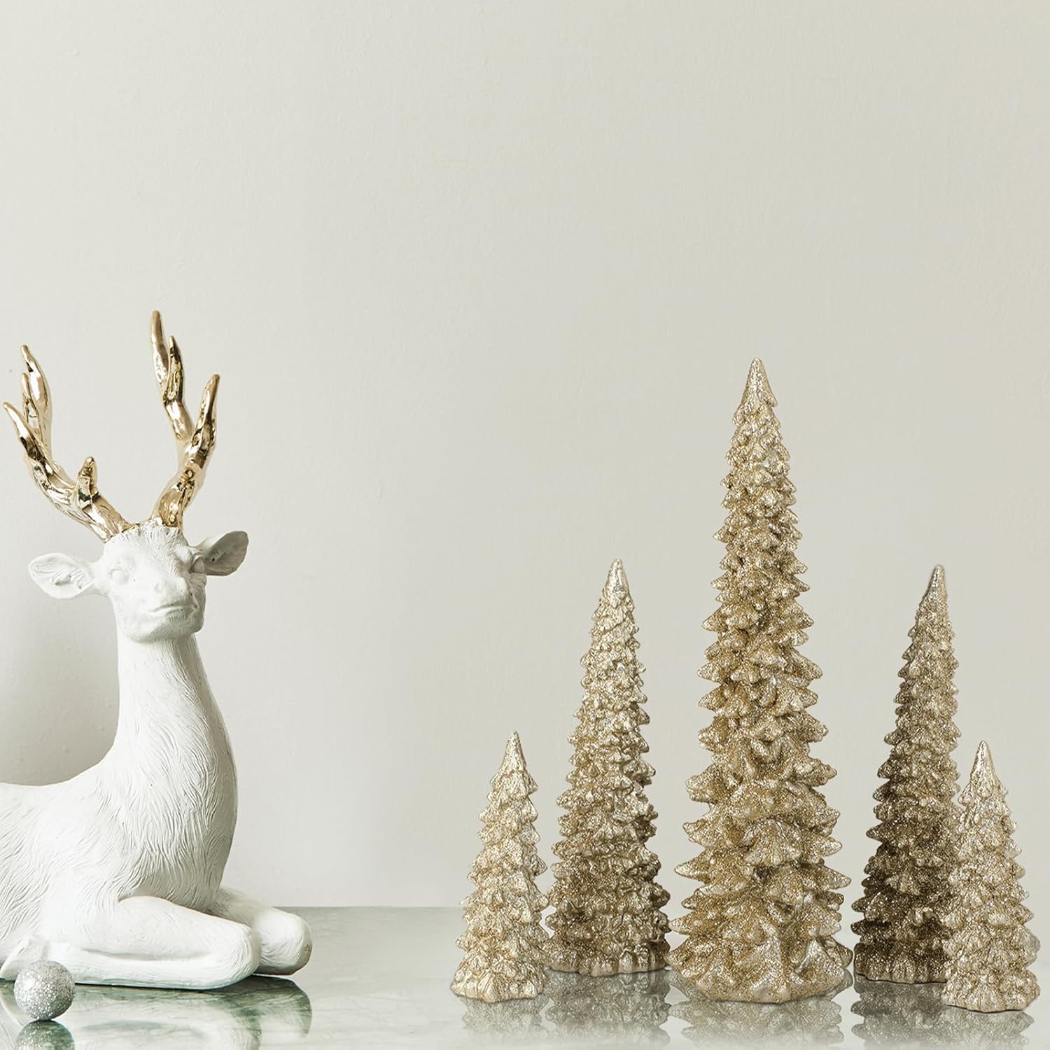 5 piezas grandes de resina para árbol de Navidad, aldeas, pinos de nieve de invierno, accesorio de piedra de resina, figuras de árbol de Navidad,