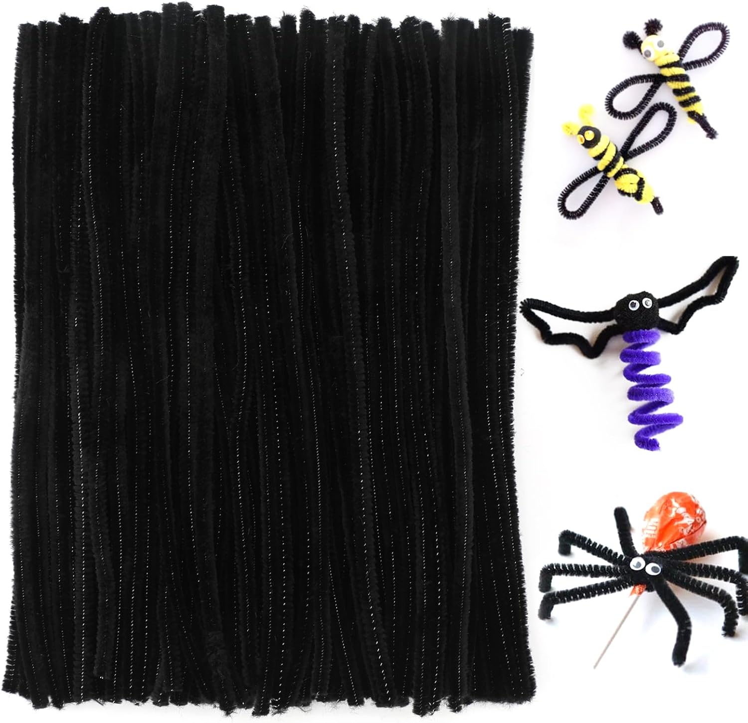 FirstKitchen Limpiadores de pipas para manualidades, 200 piezas de limpiador de tuberías negras para manualidades, 0.236 in x 12 pulgadas, tallos de