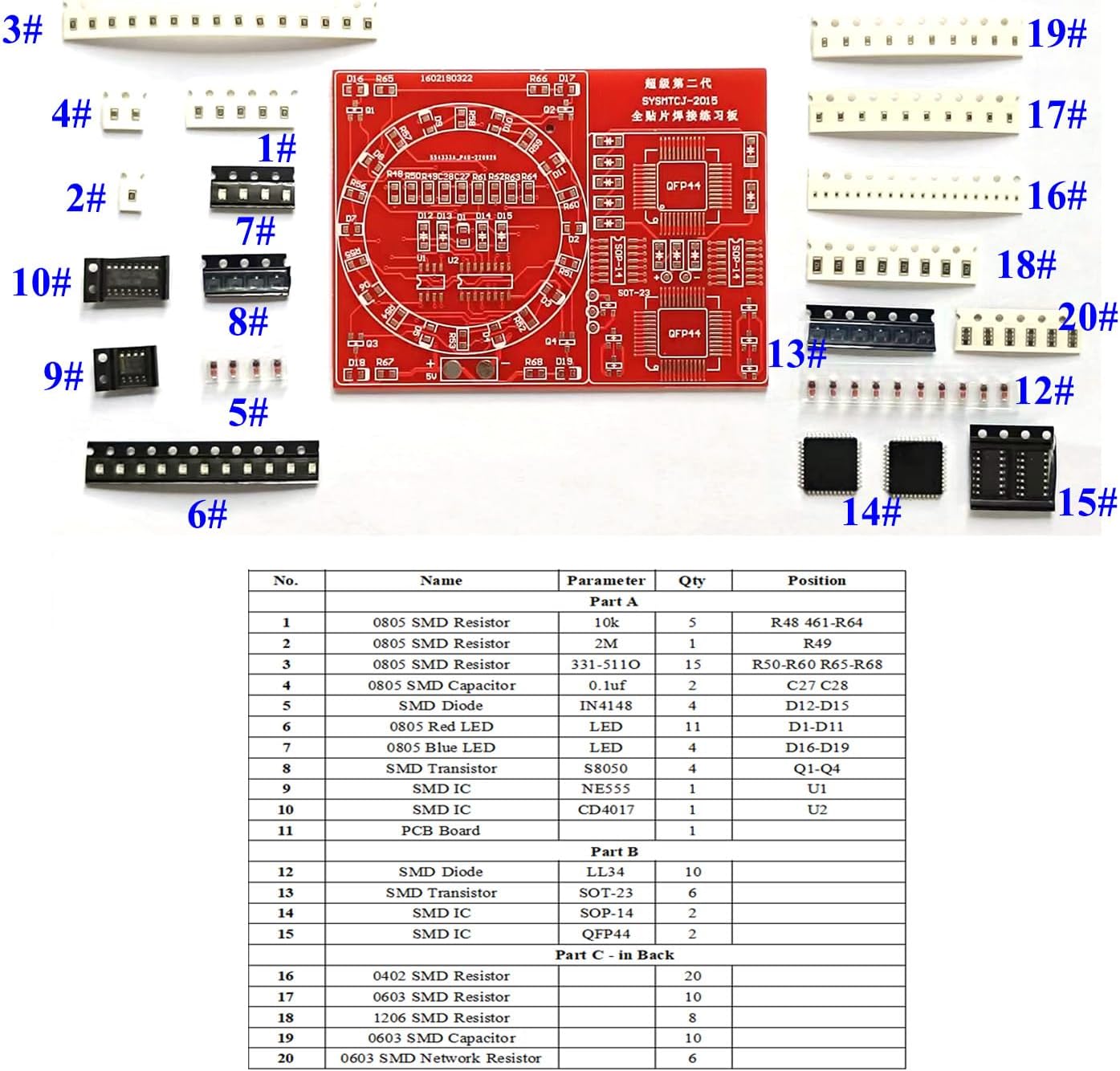 ISolderStore Kit de práctica de soldadura SMD SMT Kit DIY electrónica DIY Kits de soldadura proyecto de soldadura Junta de entrenamiento