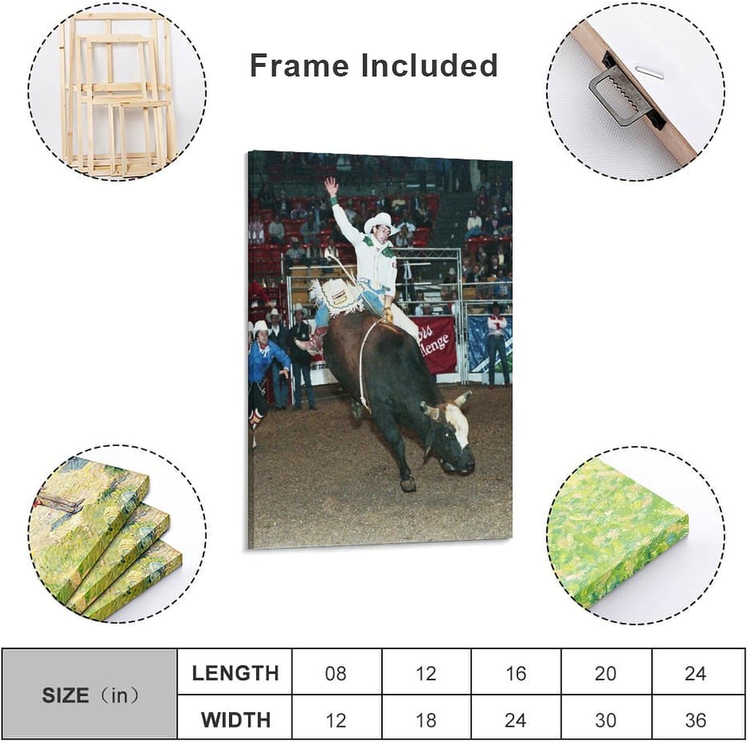 YokimA Lane Frost Riding Bull Poster Pintura Decorativa Lienzo Arte de Pared Pósters de Sala de Estar Dormitorio Pintura 12 x 18 pulgadas (11.8 x