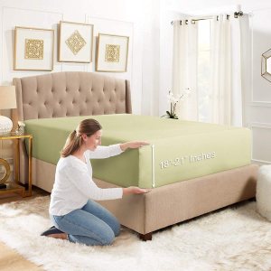 Larry24 Sábana bajera ajustable de 18 a 21 pulgadas con bolsillo extra profundo para colchón alto, sábana de microfibra de doble cepillado suave y Larry24 Sábana bajera ajustable de 18 a 21 pulgadas con bolsillo extra profundo para colchón alto, sábana de microfibra de doble cepillado suave y