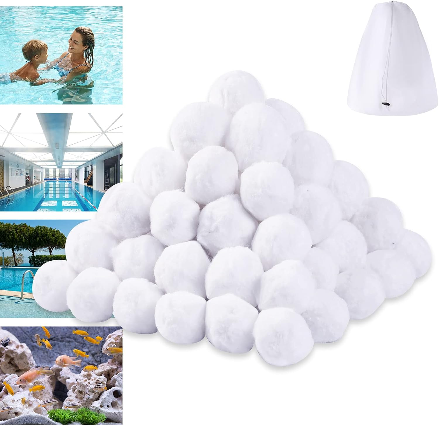 Bolas de filtro de piscina de 3.1 libras para filtro de arena, cartuchos de medios de filtro de arena ecológicos, repuesto para bomba de filtro de
