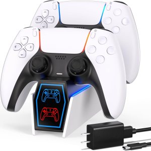 Uxeunrps Estación de carga de controlador PS5, cargador de controlador PS5 viene con un adaptador de CA de carga rápida de 5 V3 A, diseñado para Uxeunrps Estación de carga de controlador PS5, cargador de controlador PS5 viene con un adaptador de CA de carga rápida de 5 V3 A, diseñado para