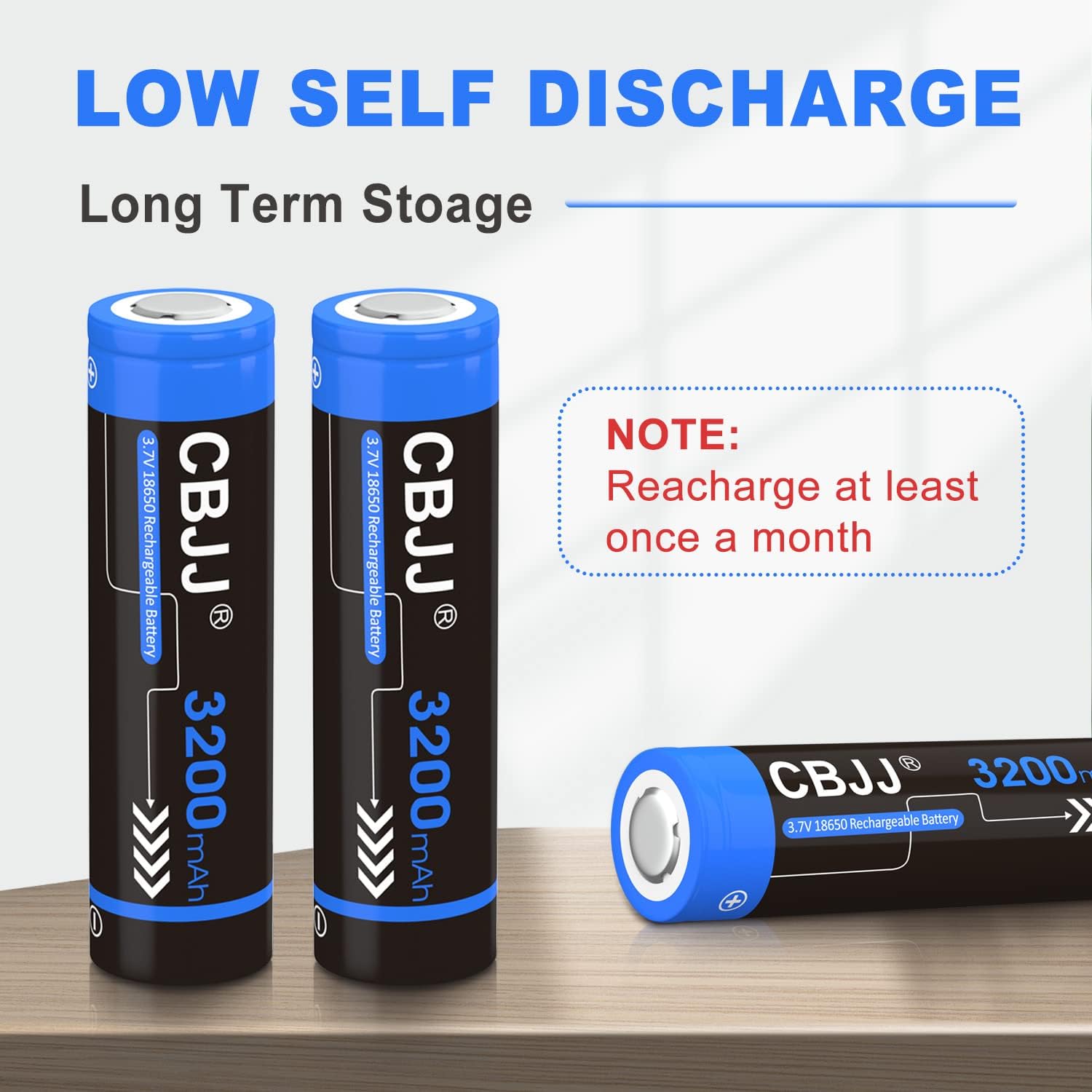 Batería recargable 18650 de 3.7 voltios 3200 mAh 18650 batería 3.7 V 18650 de parte superior plana para linternas, faros (2 unidades, azul)