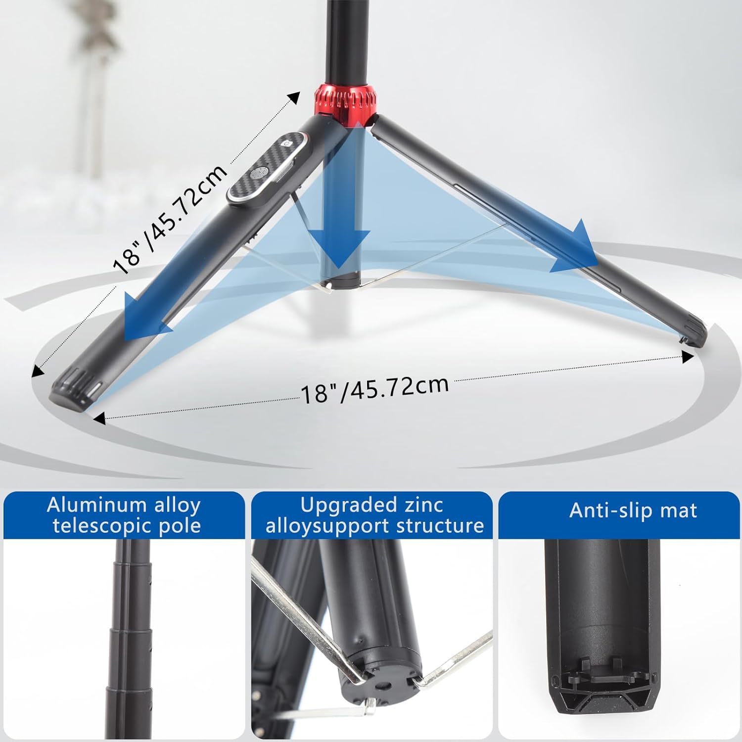 Trípode de teléfono de 60 pulgadas y palo para selfie, trípode extensible portátil para teléfono, soporte de trípode de aleación de aluminio con