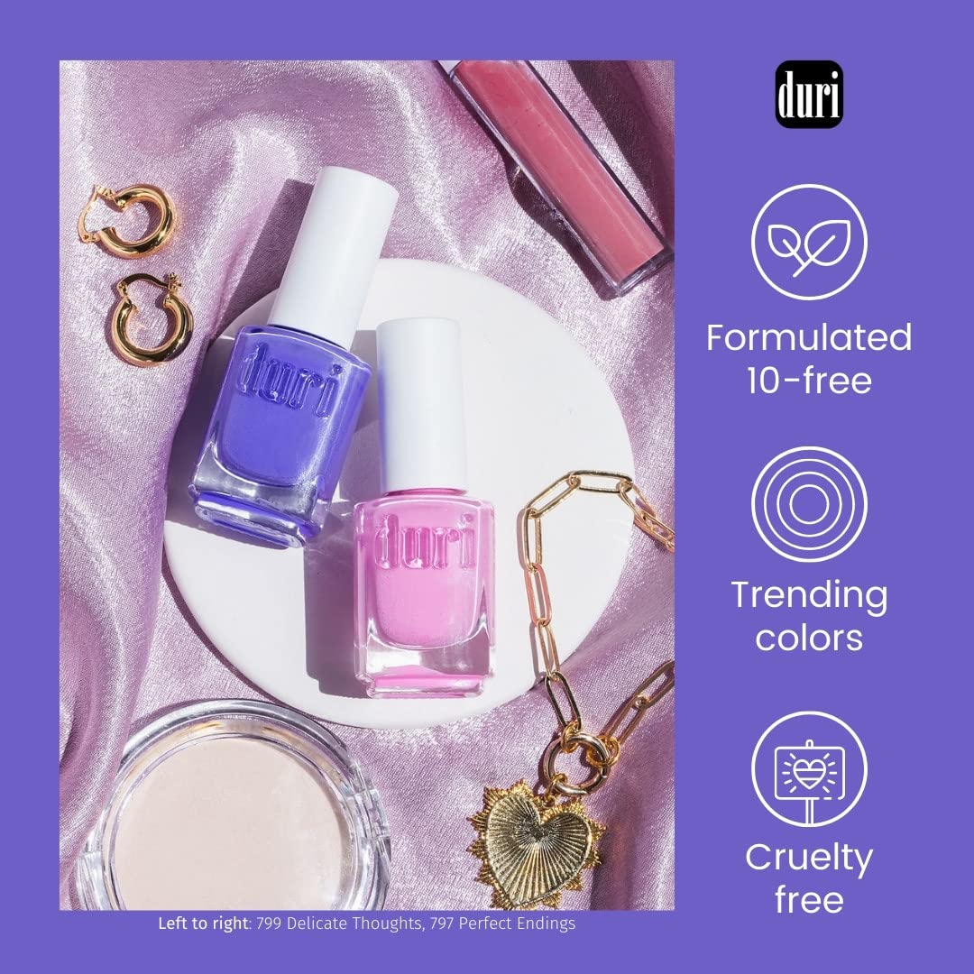 duri duri Cosmetics – Esmalte de uñas, 600 atrapasueños, rosa lila pastel, acabado semimate, cobertura completa, secado rápido, 0.45 onzas líquidas