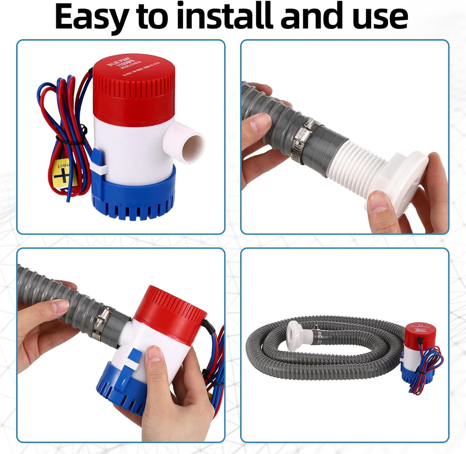 Bomba de sentina sumergible de 12 V, bomba de agua de sentina eléctrica de bajo ruido, bomba de agua automática no automática para tanque de agua,