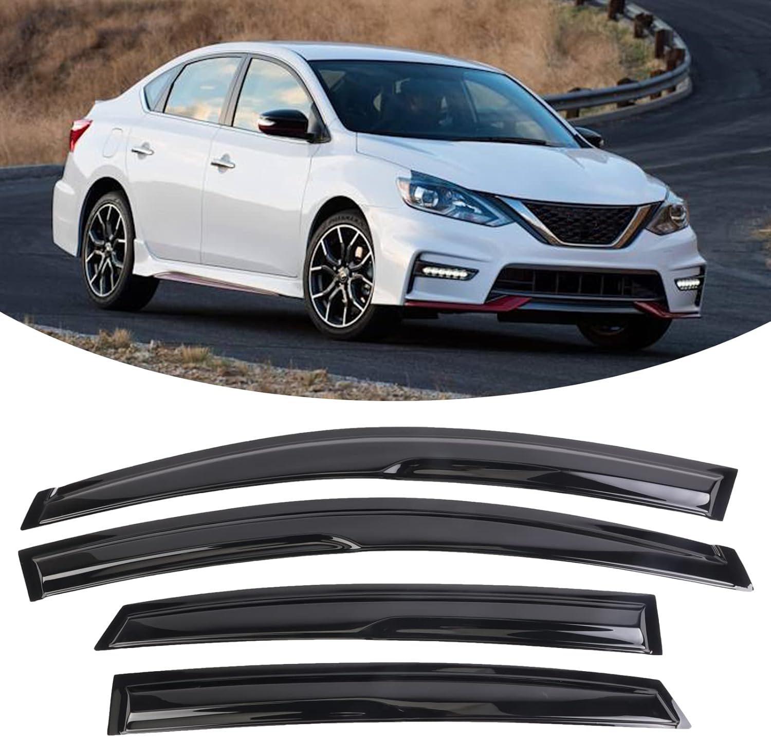 Duolctram – 4 deflectores de visera de ventana de repuesto para Nissan Sentra Sedan 2013-2019