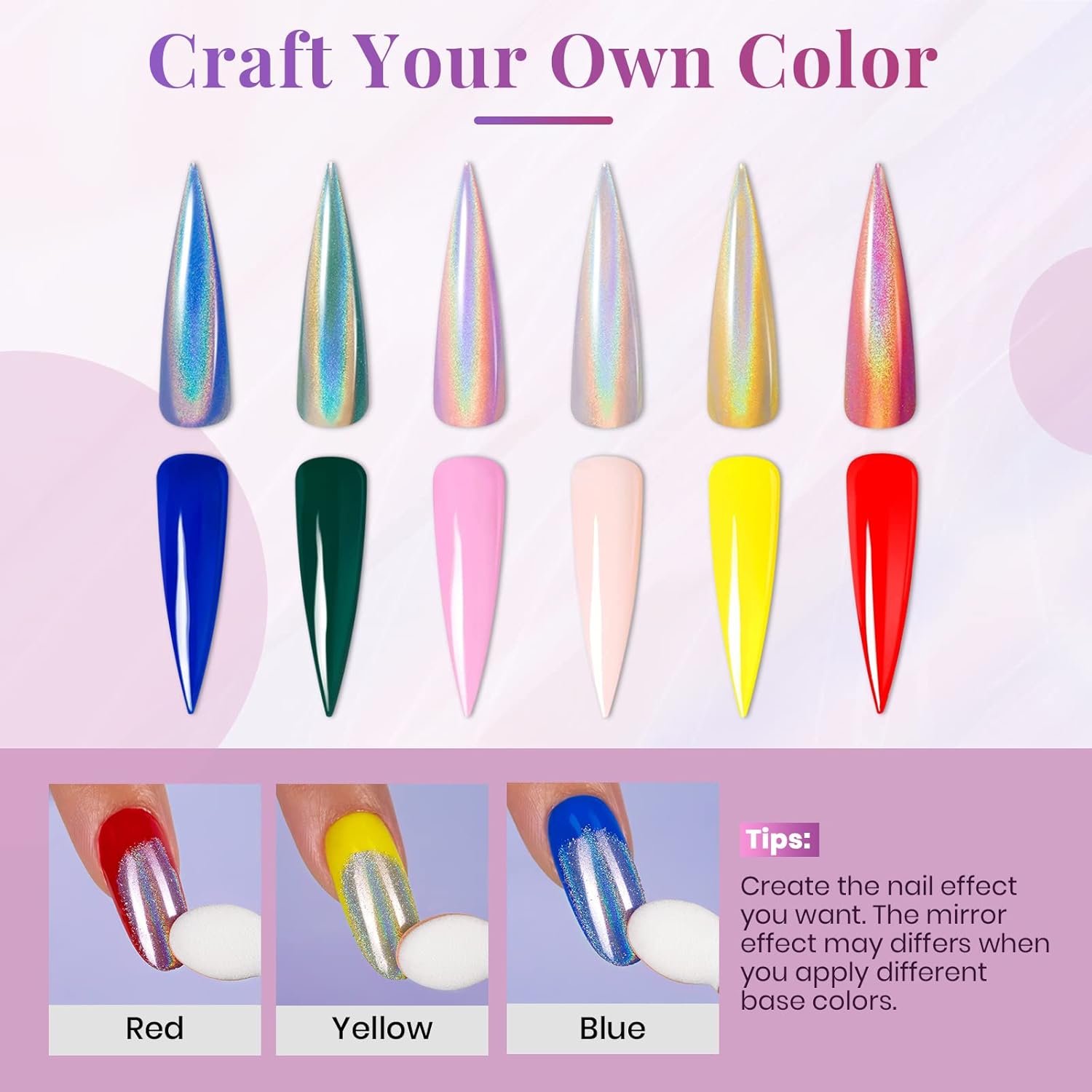 Beetles Gel Polish Pegamento de diamantes de imitación para uñas, escarabajos, polvo cromado, efecto espejo, holográfico, aurora, iridiscente,